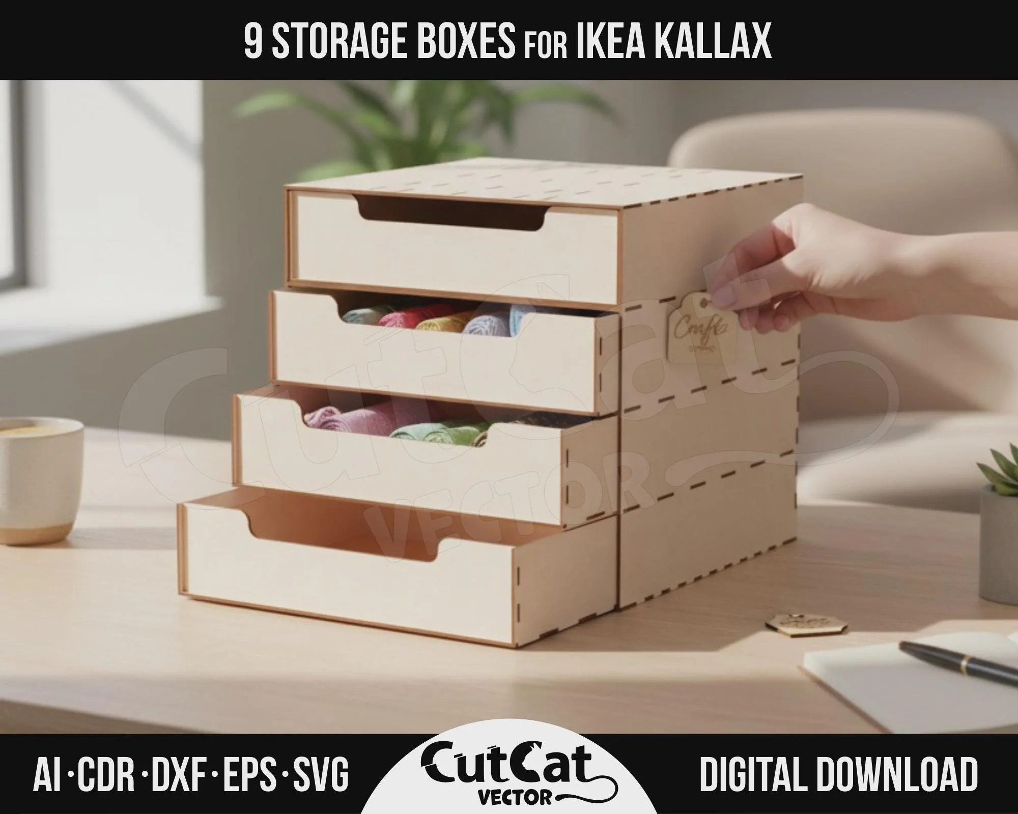 Kallax 4 Drawer Box laser cut file – view 5