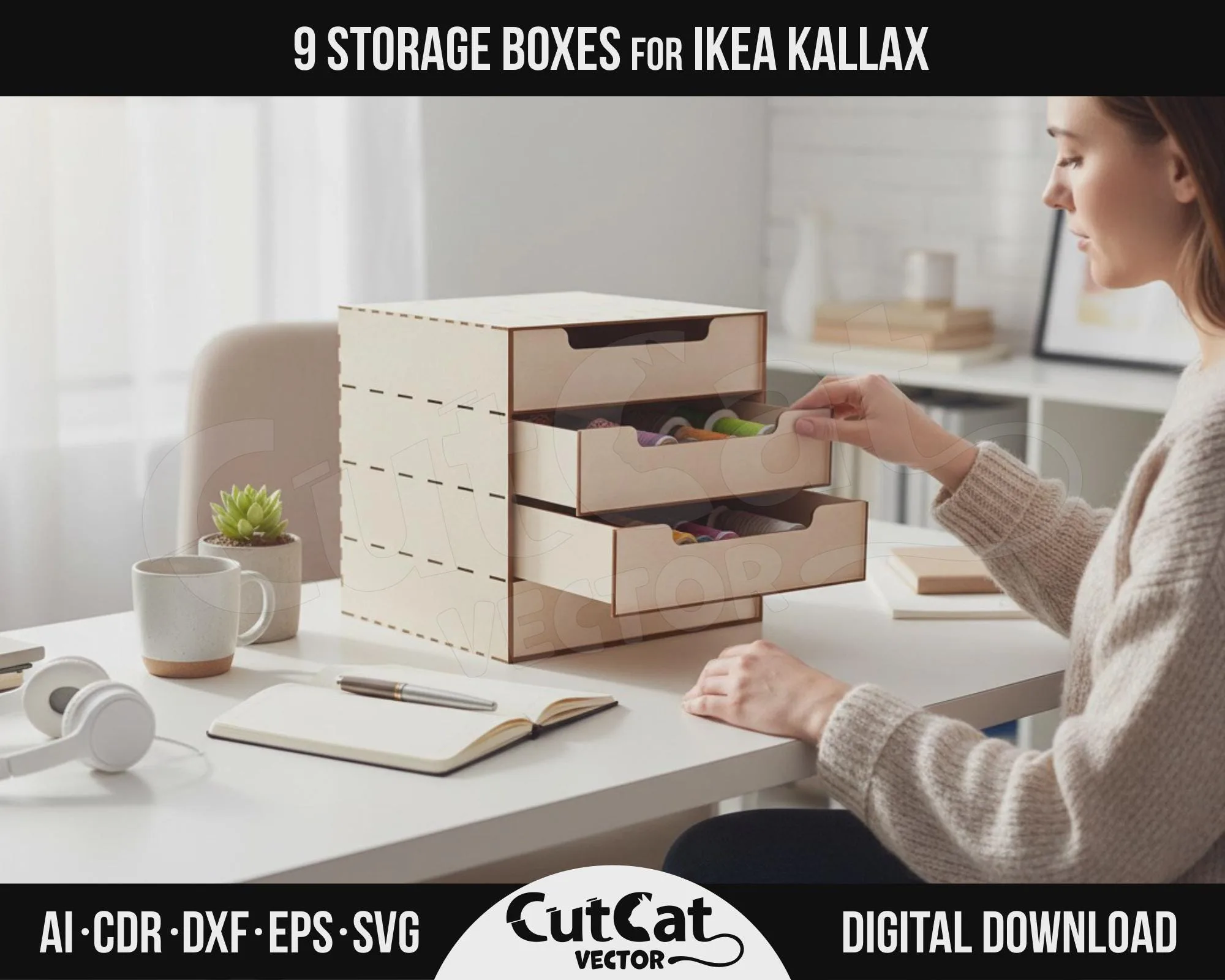 Kallax 4 Drawer Box laser cut file – view 4