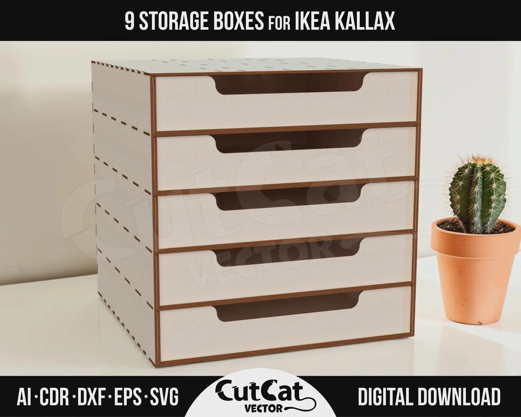 Kallax 5 Drawer Box laser cut file – view 2