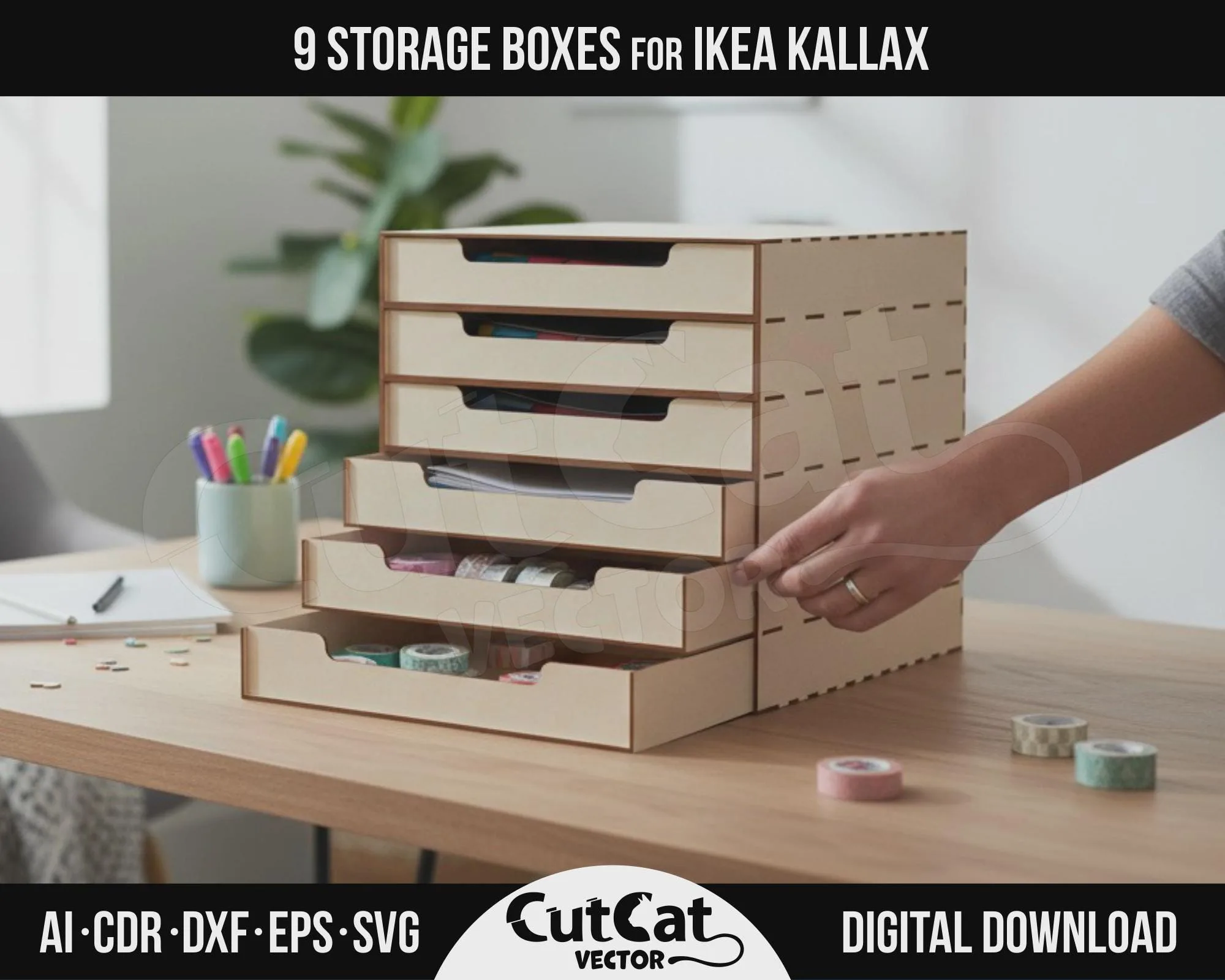 Kallax 6 Drawer Box laser cut file