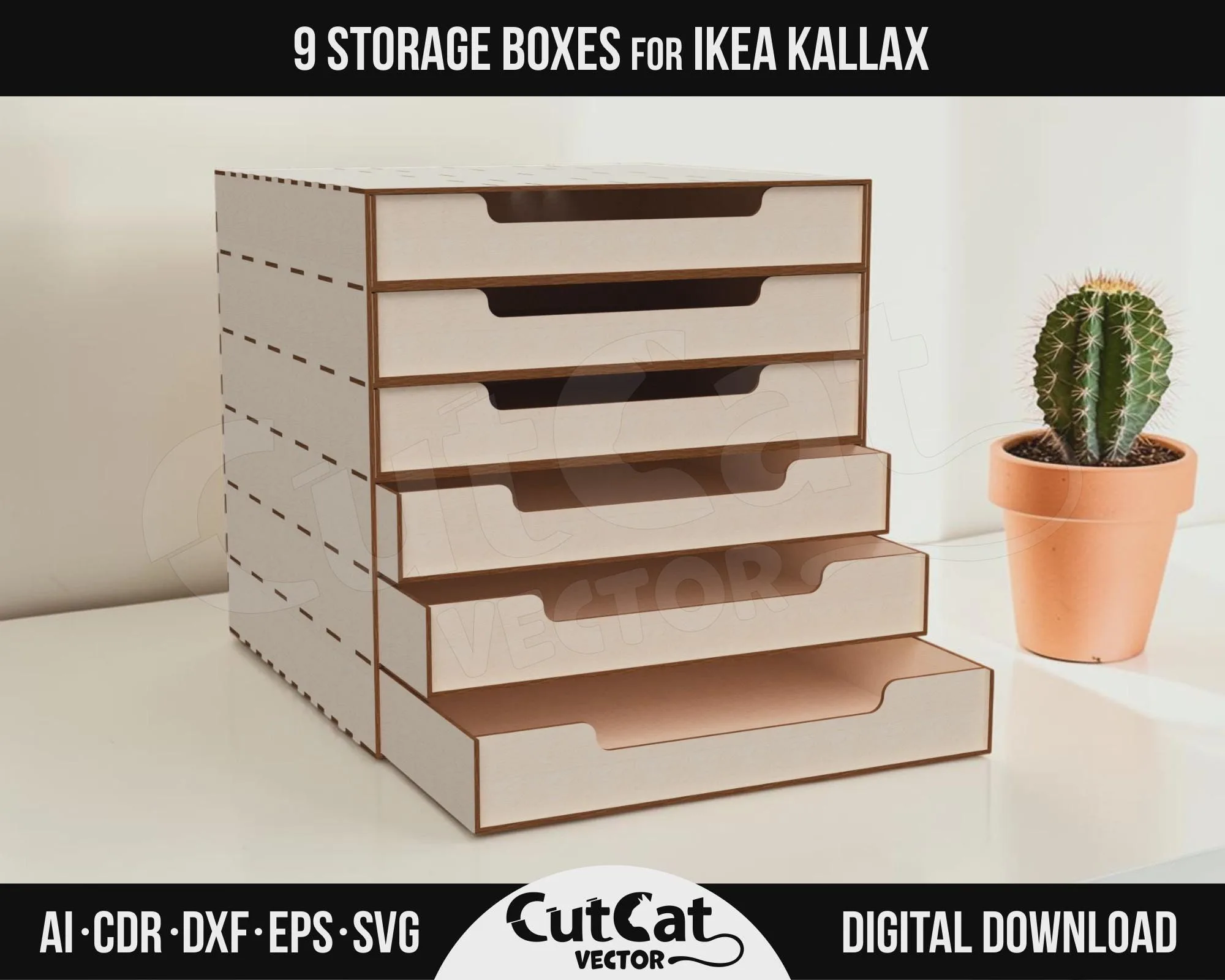 Kallax 6 Drawer Box laser cut file – view 2