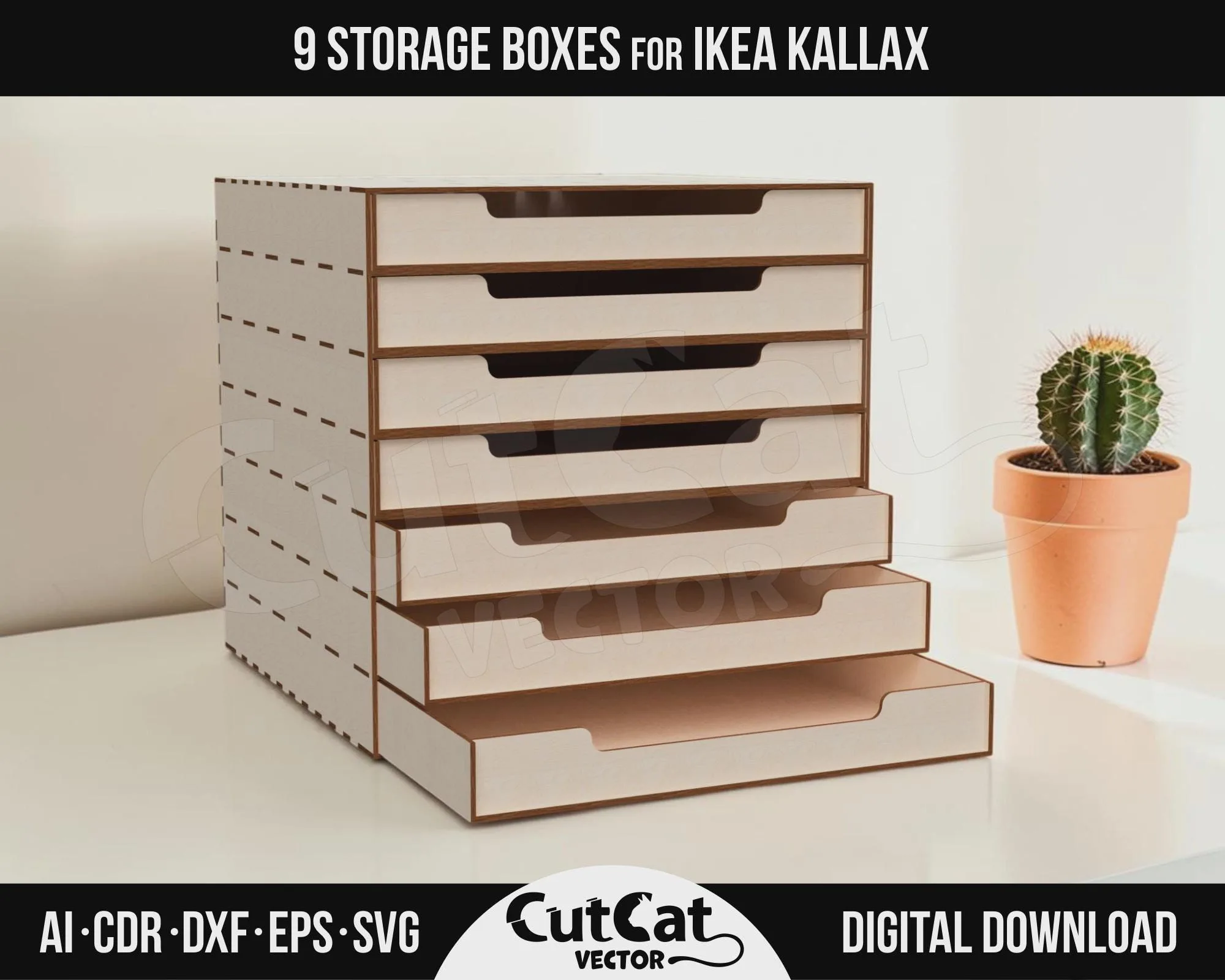 Kallax 7 Drawer Box laser cut file – view 2