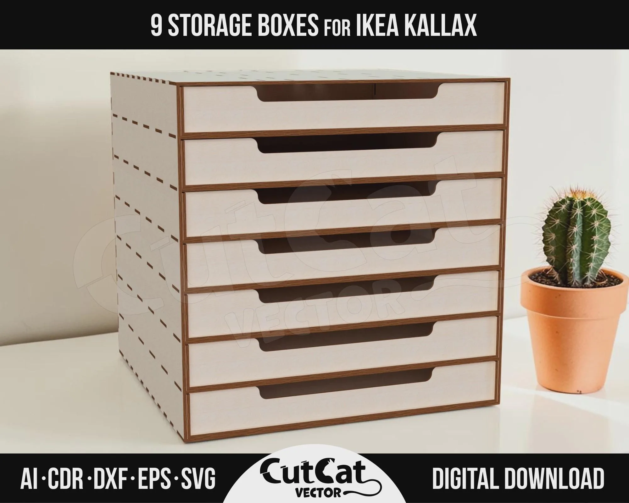Kallax 7 Drawer Box laser cut file – view 3