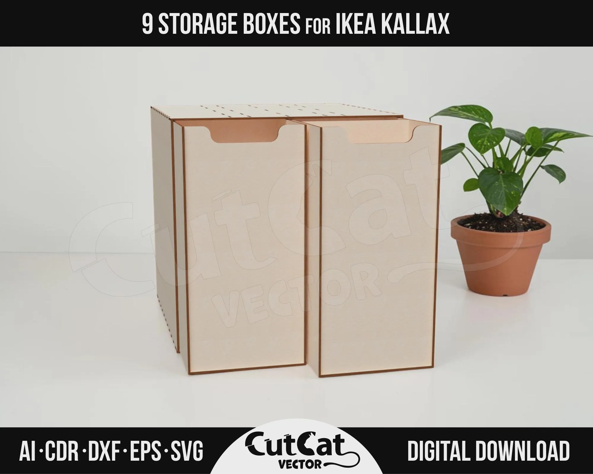 Kallax 2 Drawer Box laser cut file – view 2