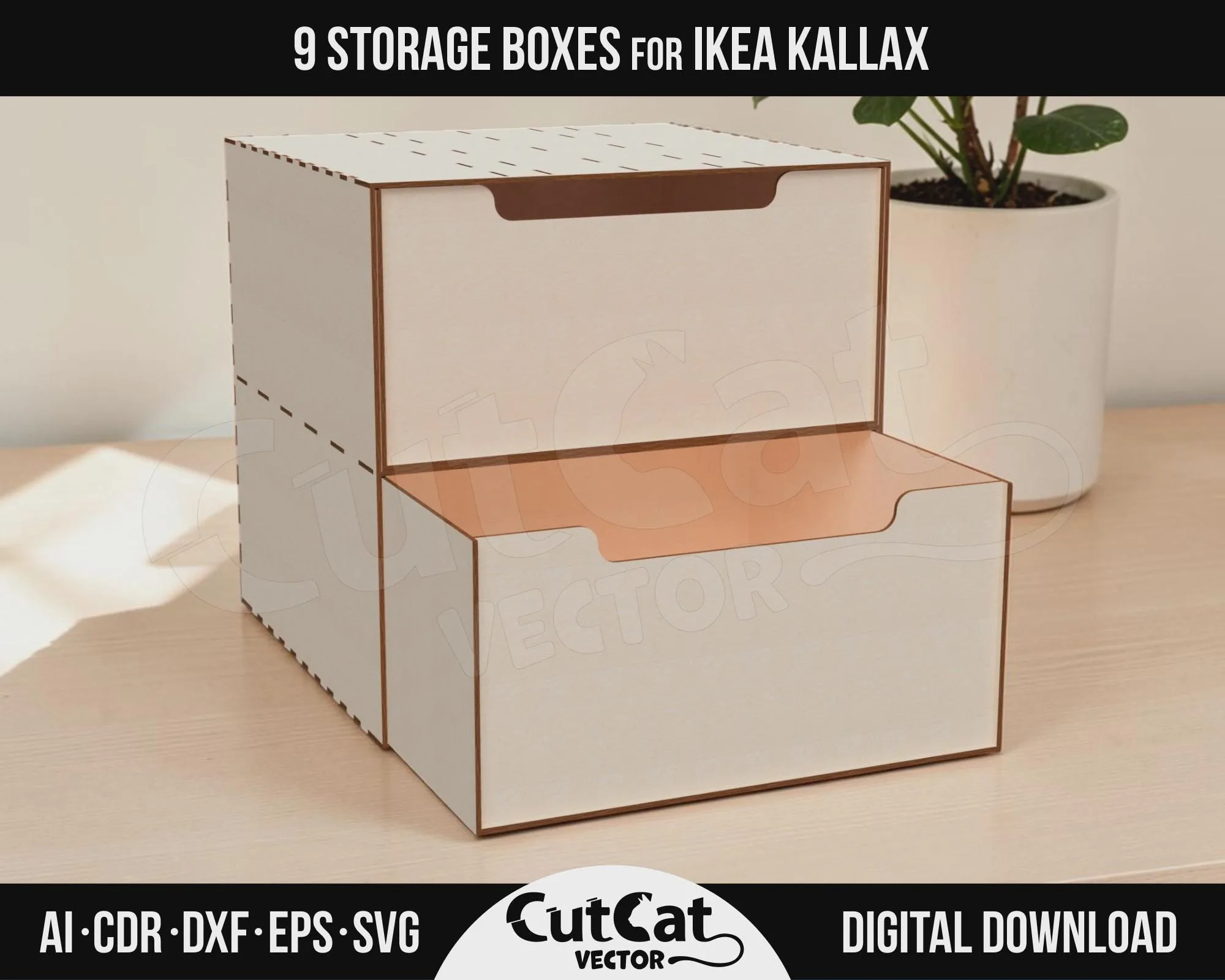 Kallax Two Drawer Chest laser cut file – view 4
