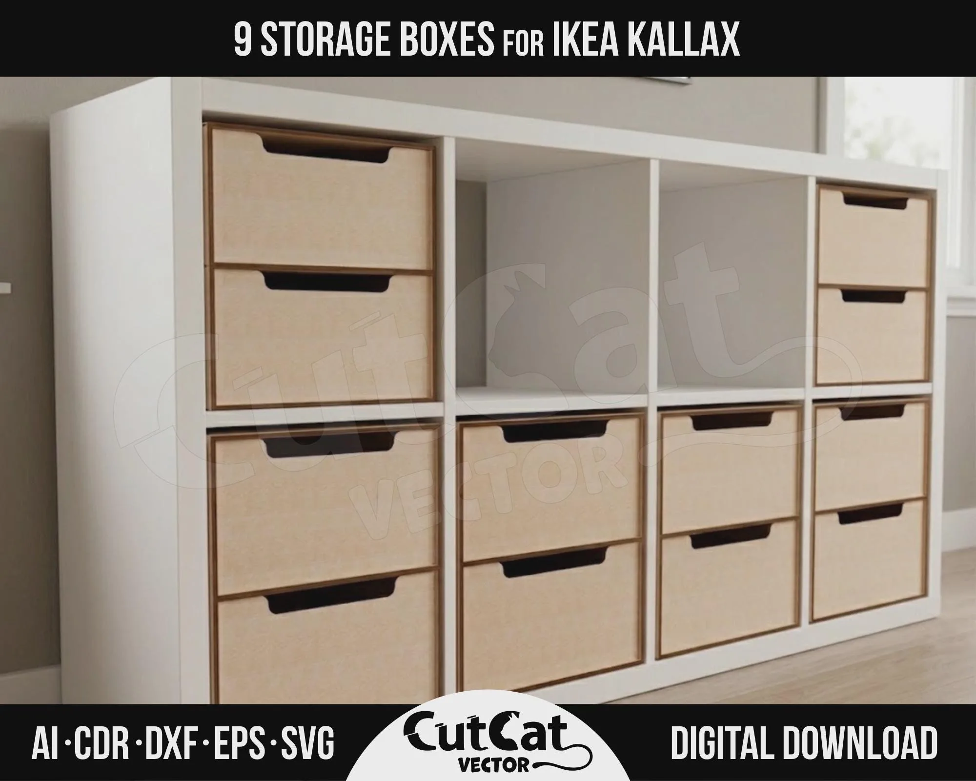 Kallax Two Drawer Chest laser cut file – view 2