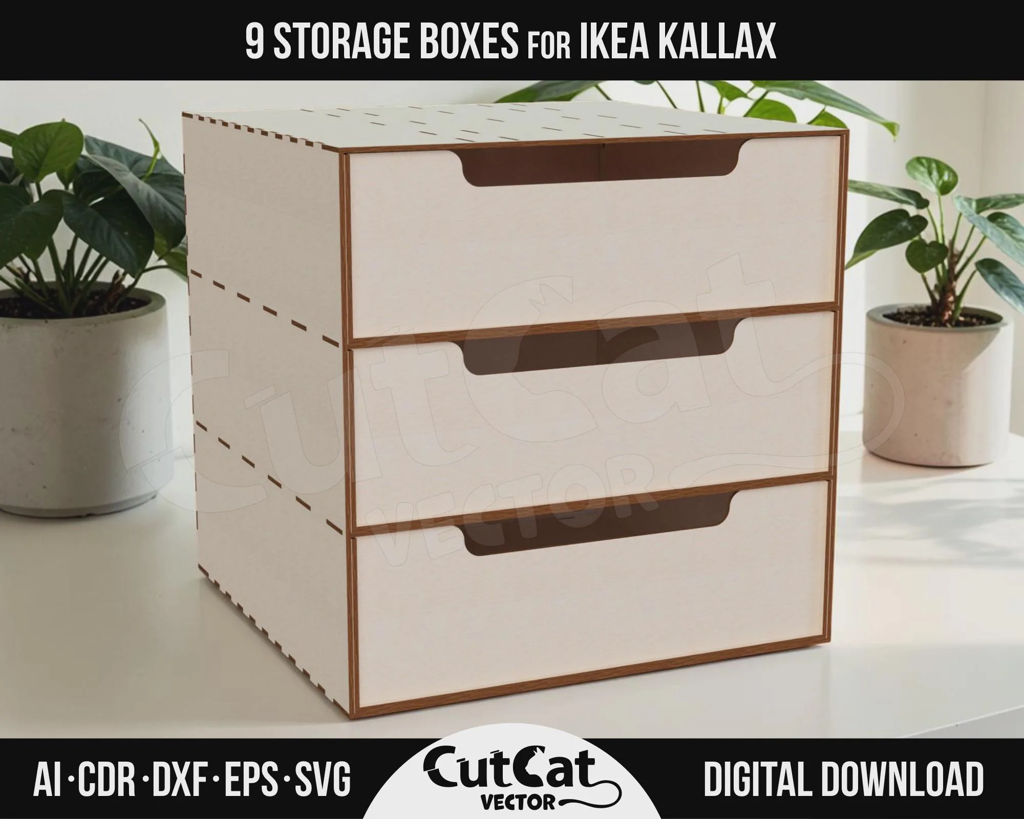 Kallax Three Drawer Chest laser cut file – view 4