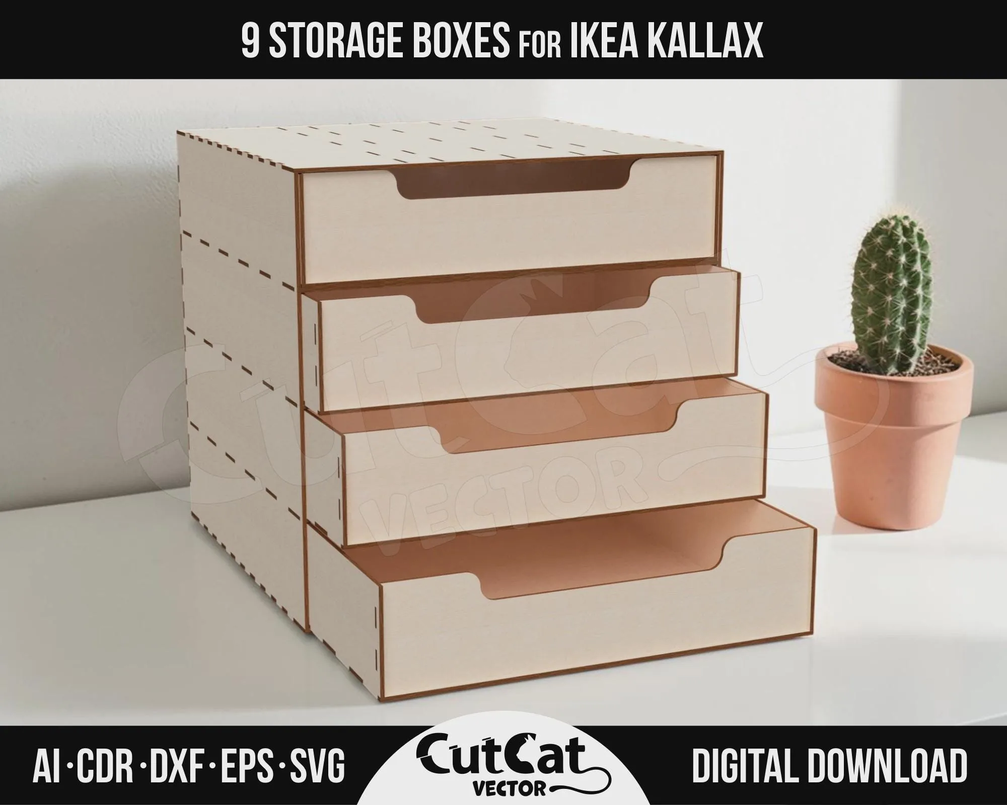 Kallax 4 Drawer Box laser cut file