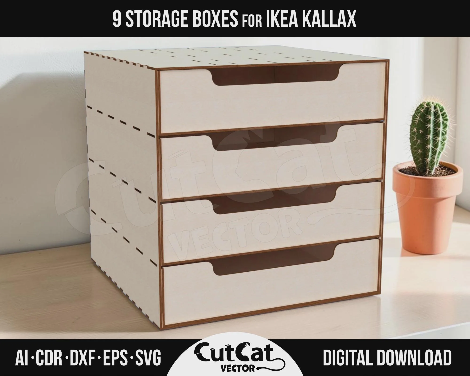 Kallax 4 Drawer Box laser cut file – view 3
