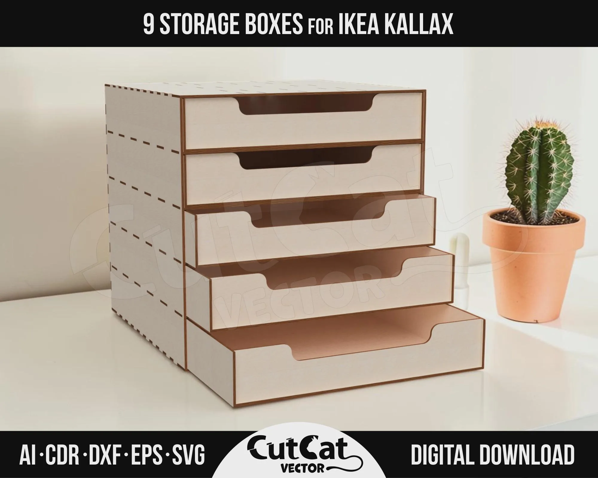 Kallax 5 Drawer Box laser cut file