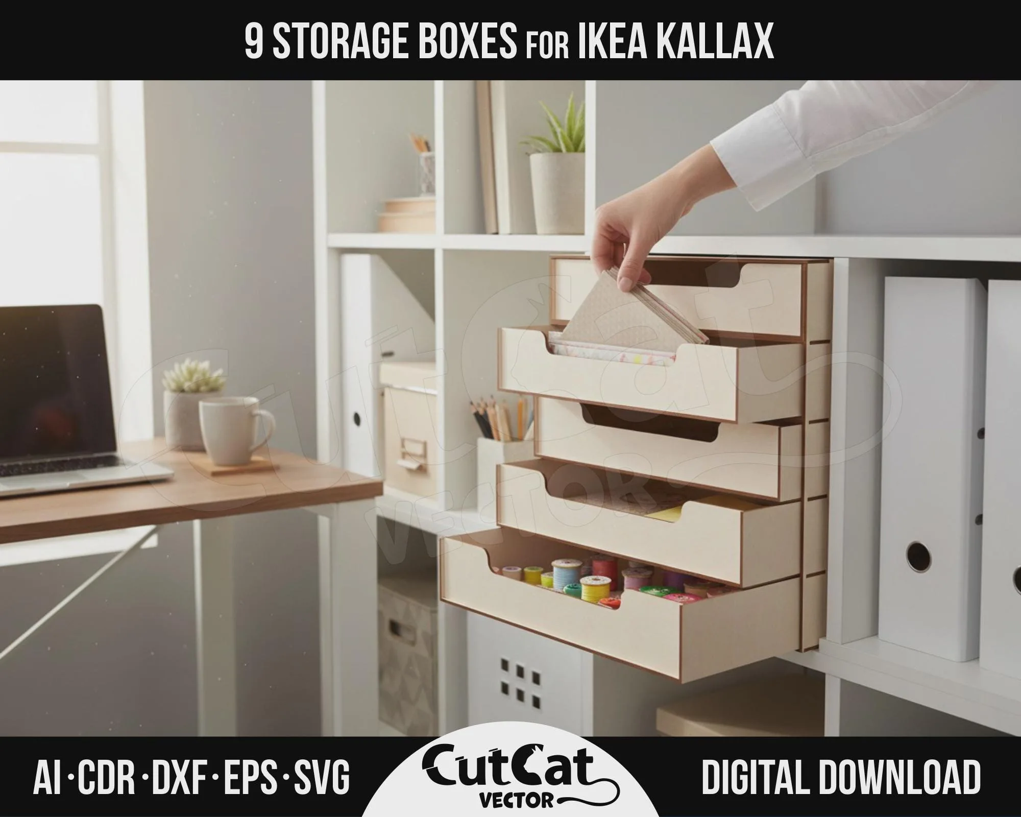 Kallax 5 Drawer Box laser cut file – view 3