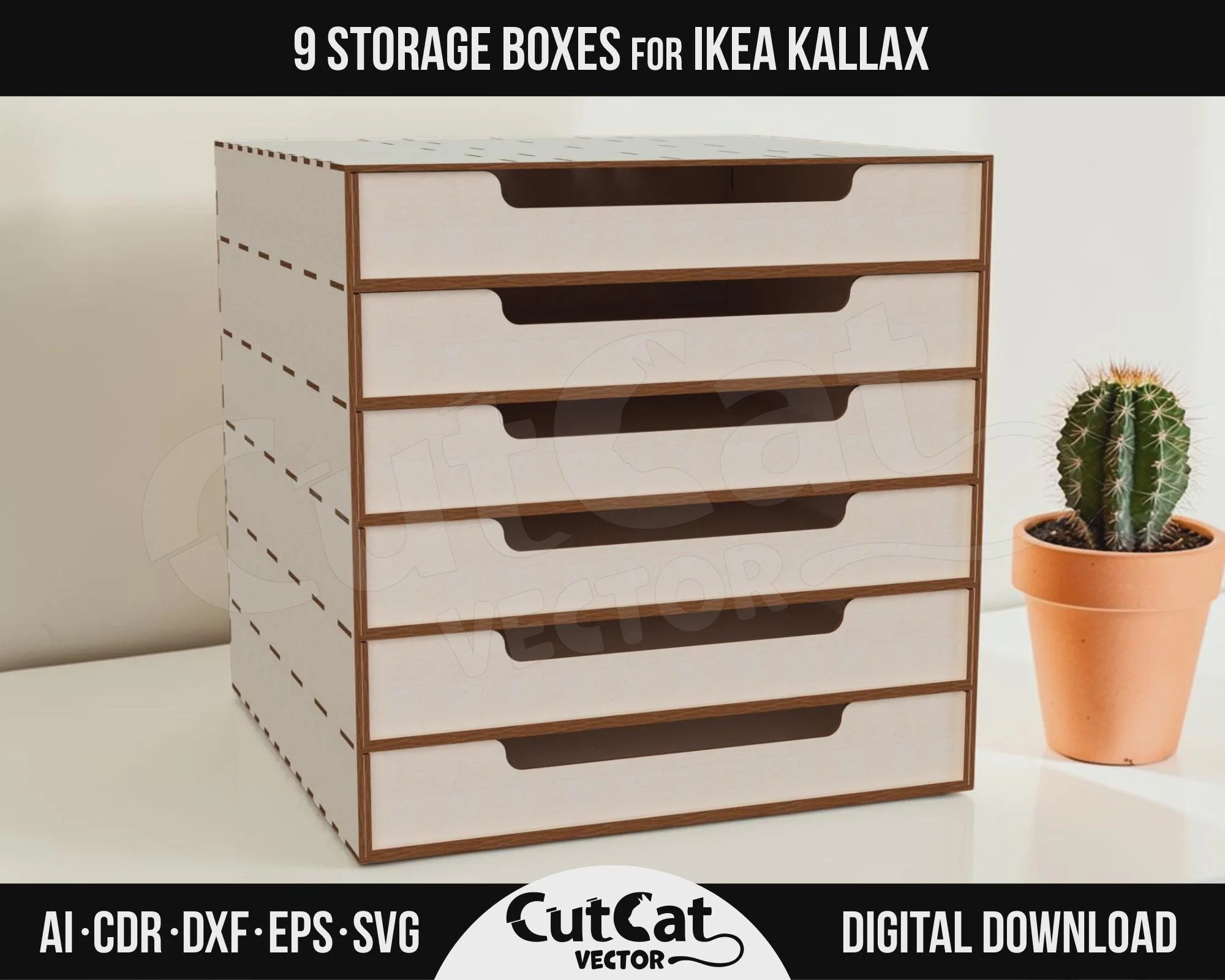 Kallax 6 Drawer Box laser cut file – view 3