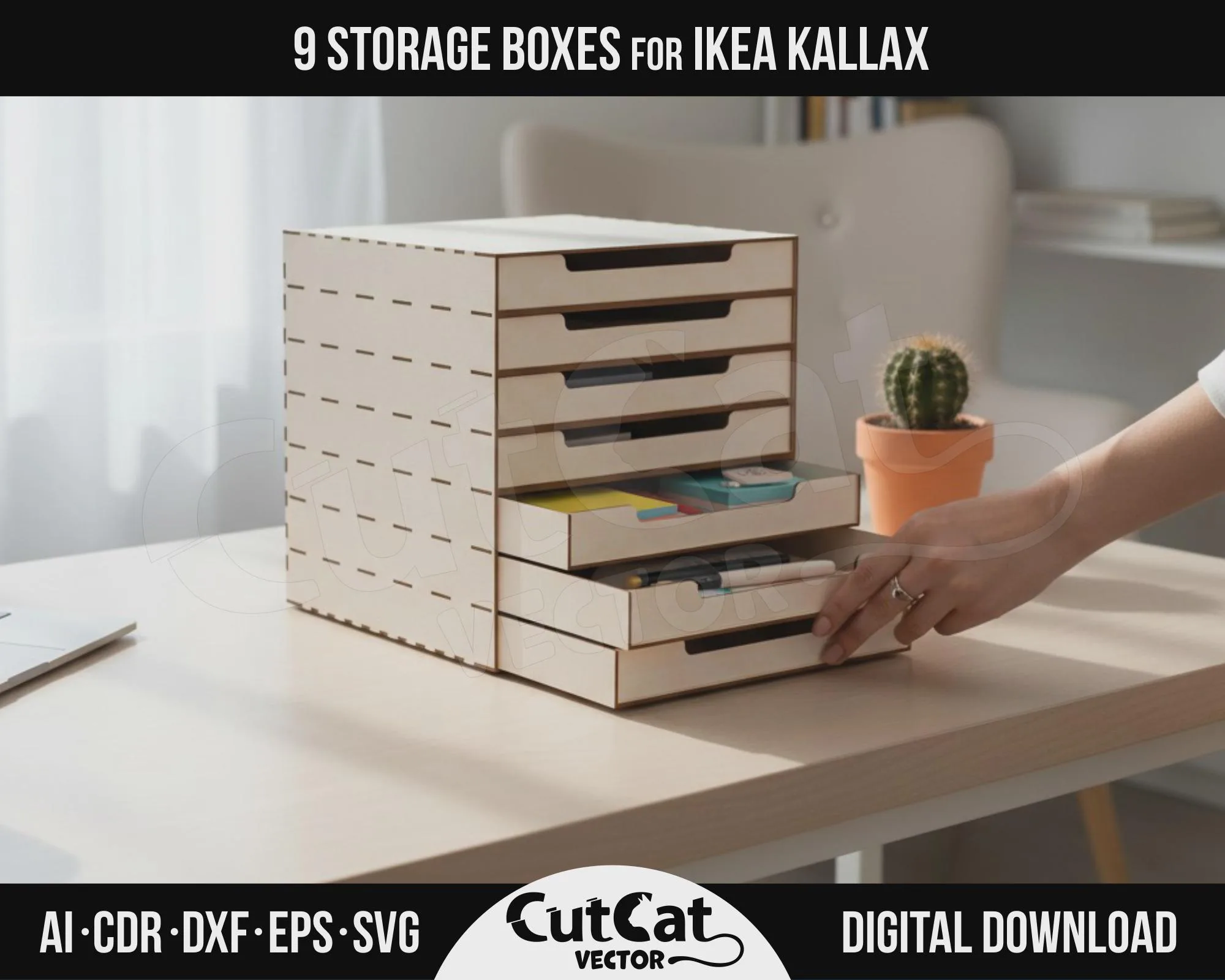 Kallax 7 Drawer Box laser cut file