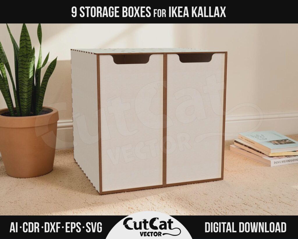 Kallax 2 Drawer Box SVG – Cube Insert with 9 Divider Options
