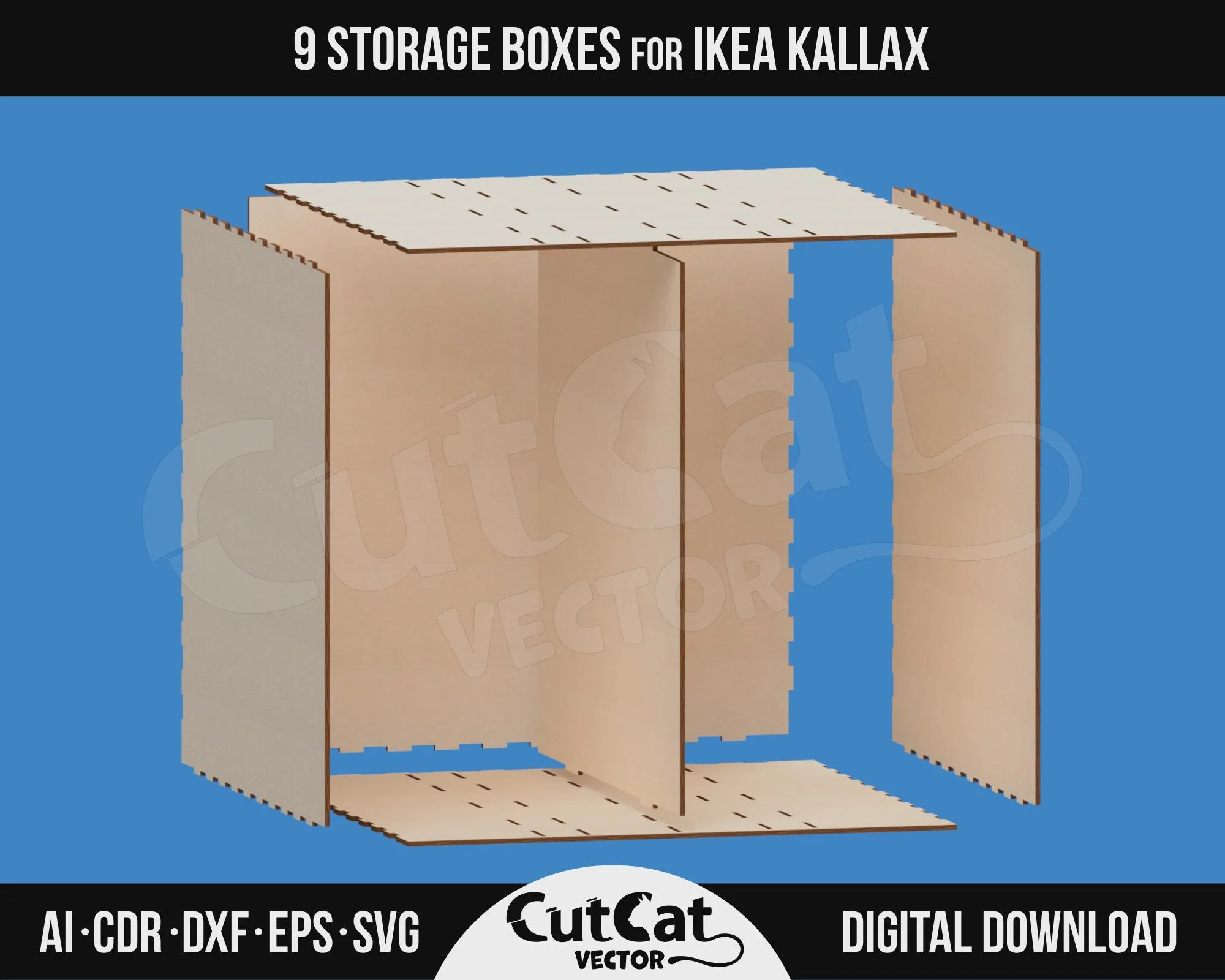 Kallax 2 Drawer Box laser cut file – view 4