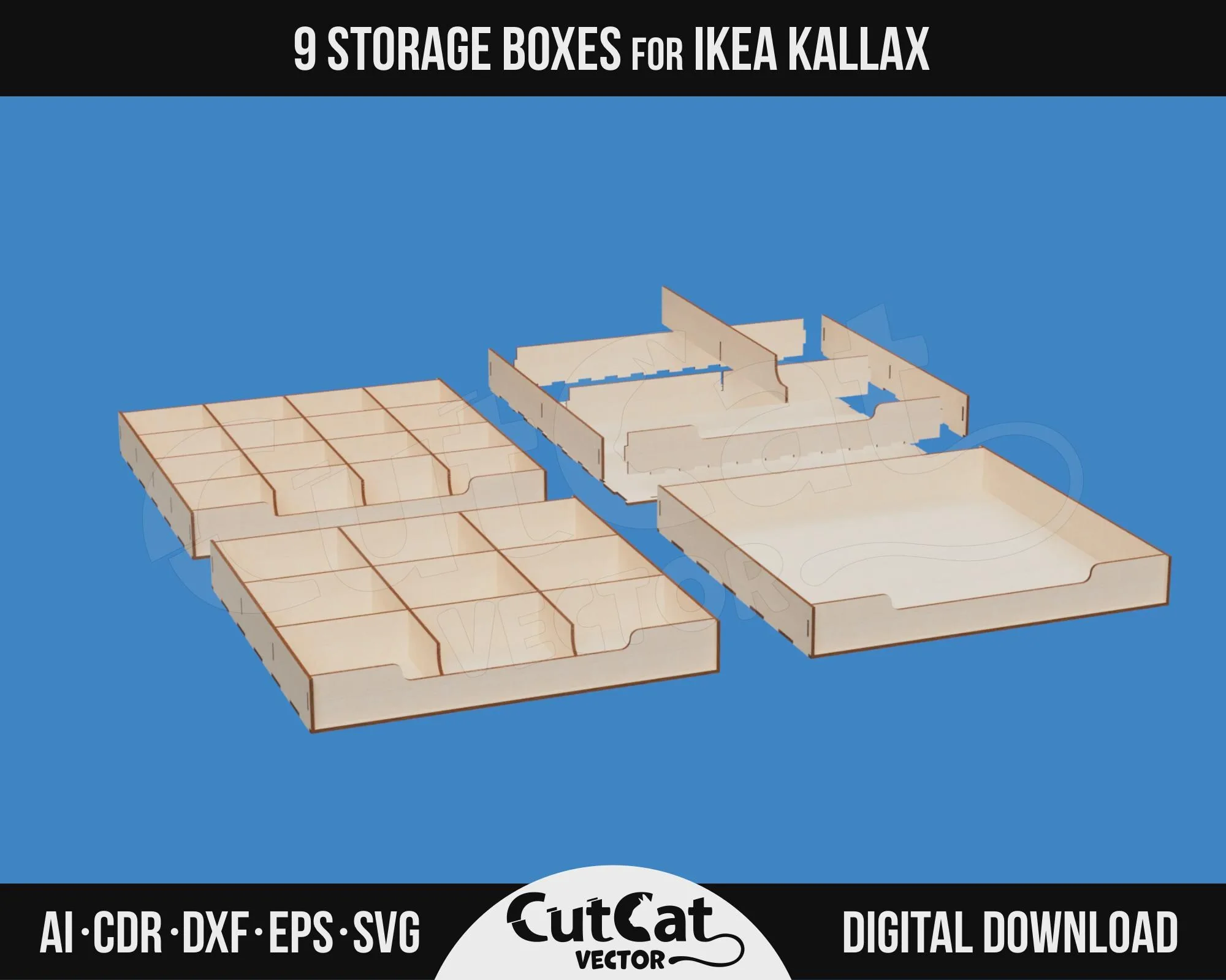 Kallax 7 Drawer Box laser cut file – view 8