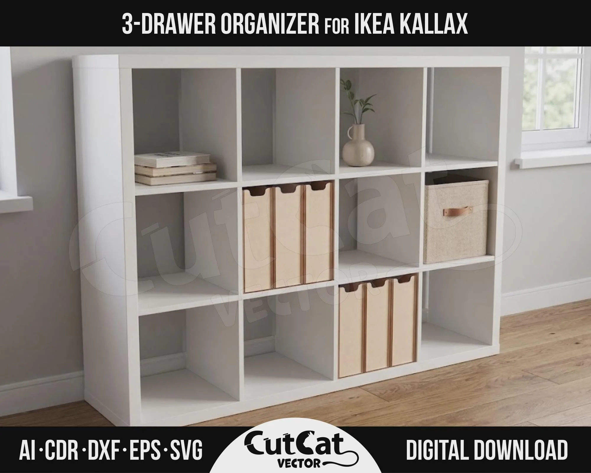 Kallax 3 Drawer Box laser cut file – view 3