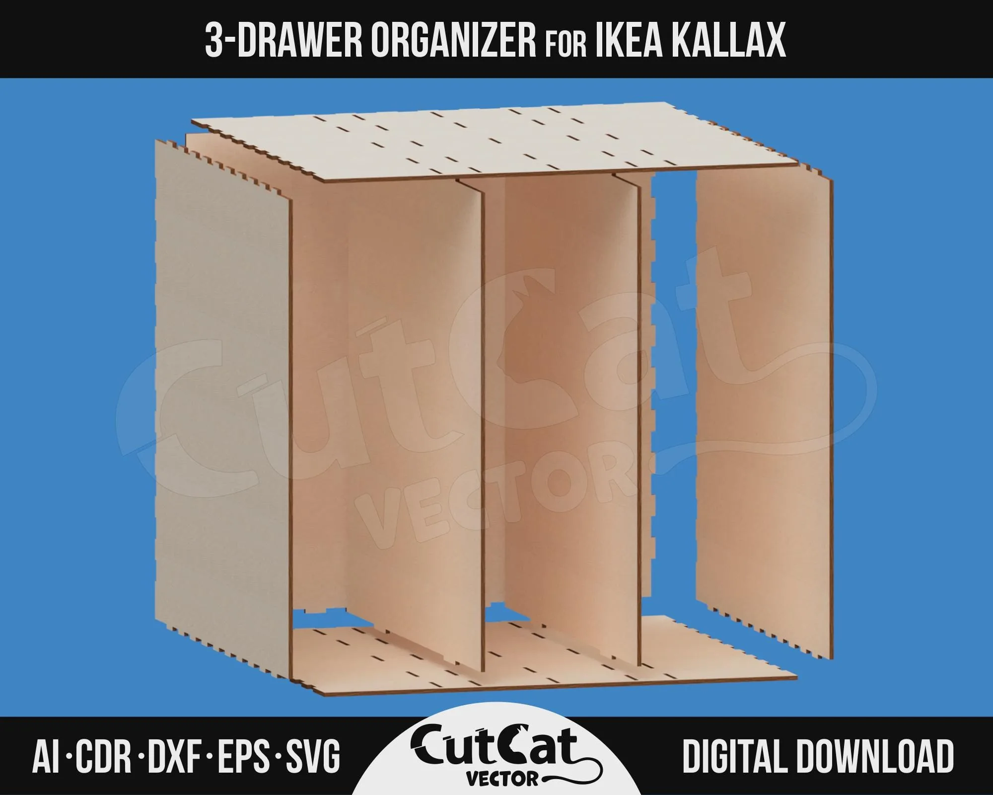 Kallax 3 Drawer Box laser cut file – view 5