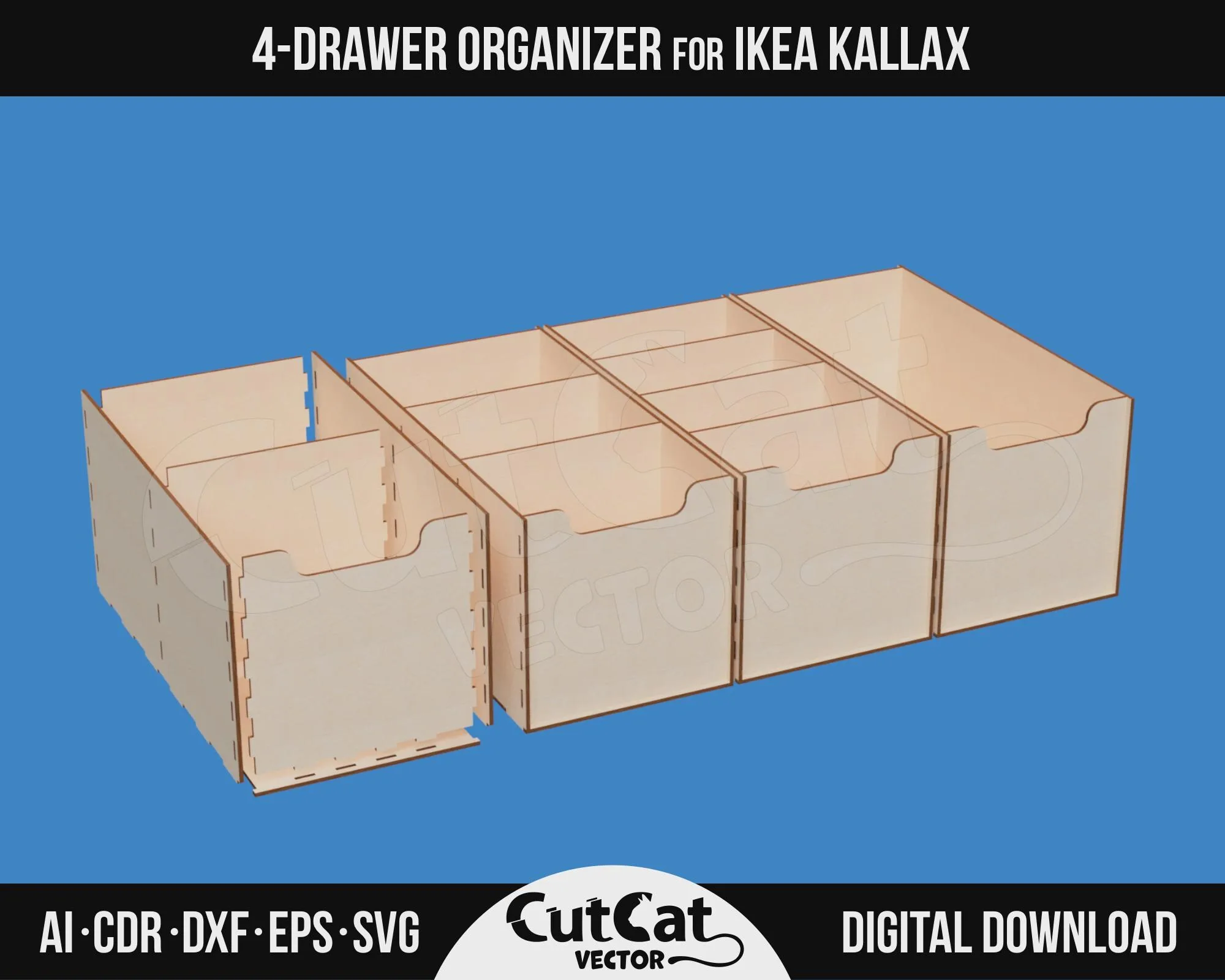 Kallax 4 Drawer Box laser cut file – view 3
