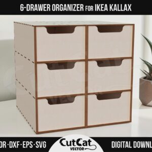 Kallax 6 Drawer Organizer, 9 Divider Layouts laser cut file
