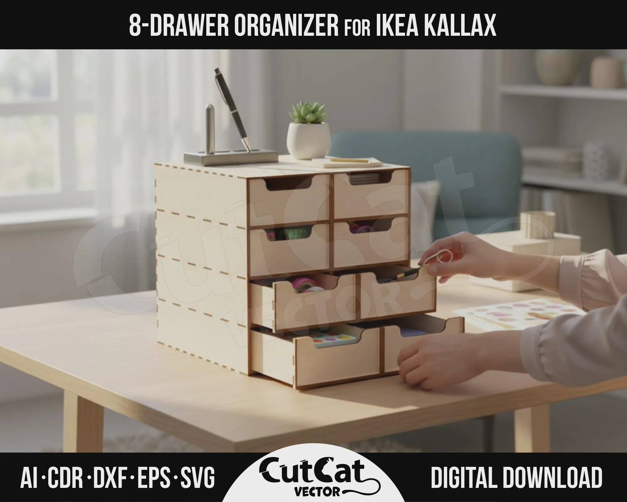 Kallax 8 Drawer Organizer laser cut file – view 2