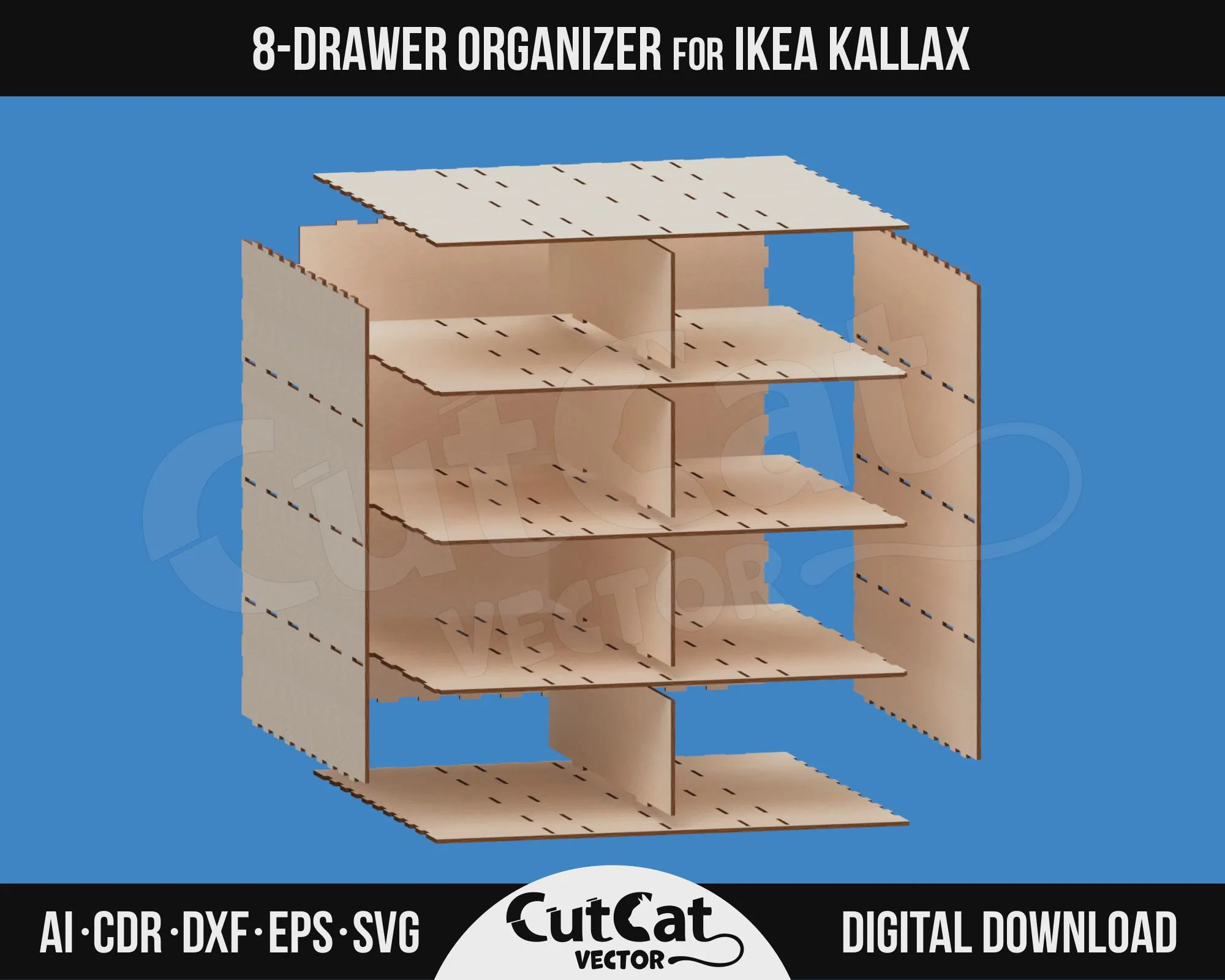 Kallax 8 Drawer Organizer laser cut file – view 5