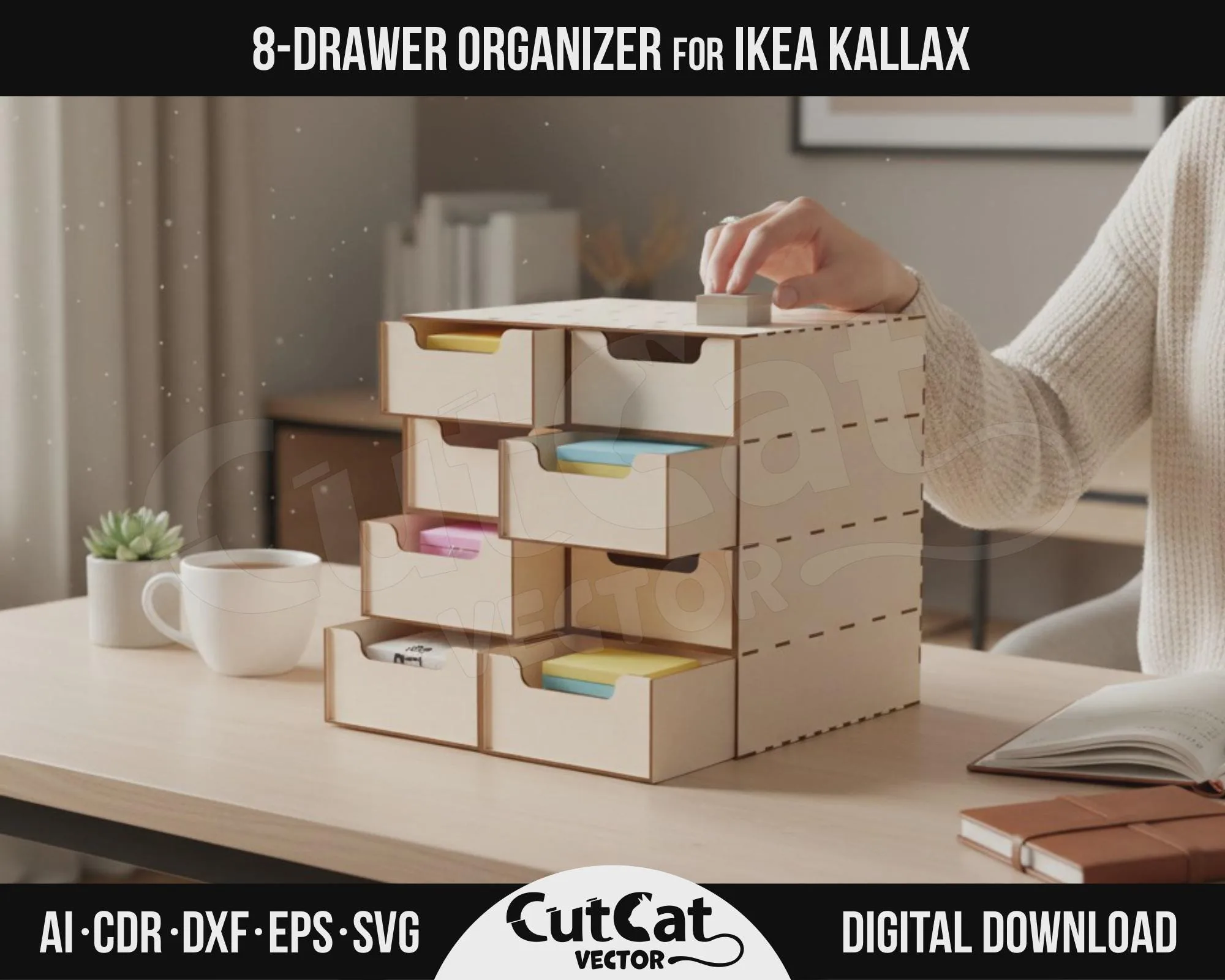 Kallax 8 Drawer Organizer laser cut file – view 3