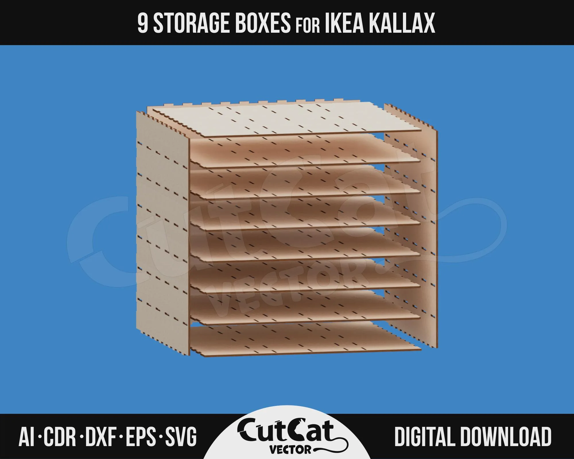 Kallax 7 Drawer Box laser cut file – view 7