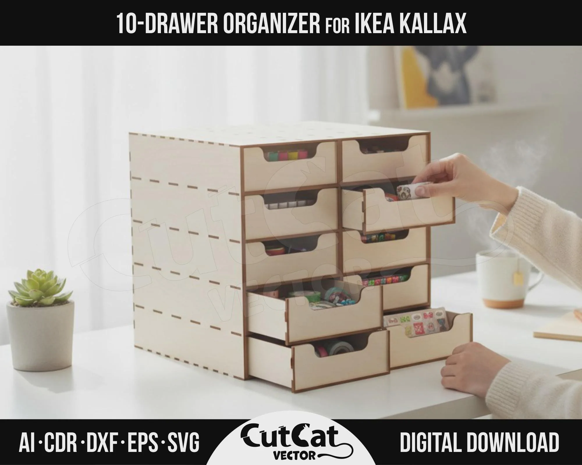 Kallax 10 Drawer Organizer laser cut file – view 2