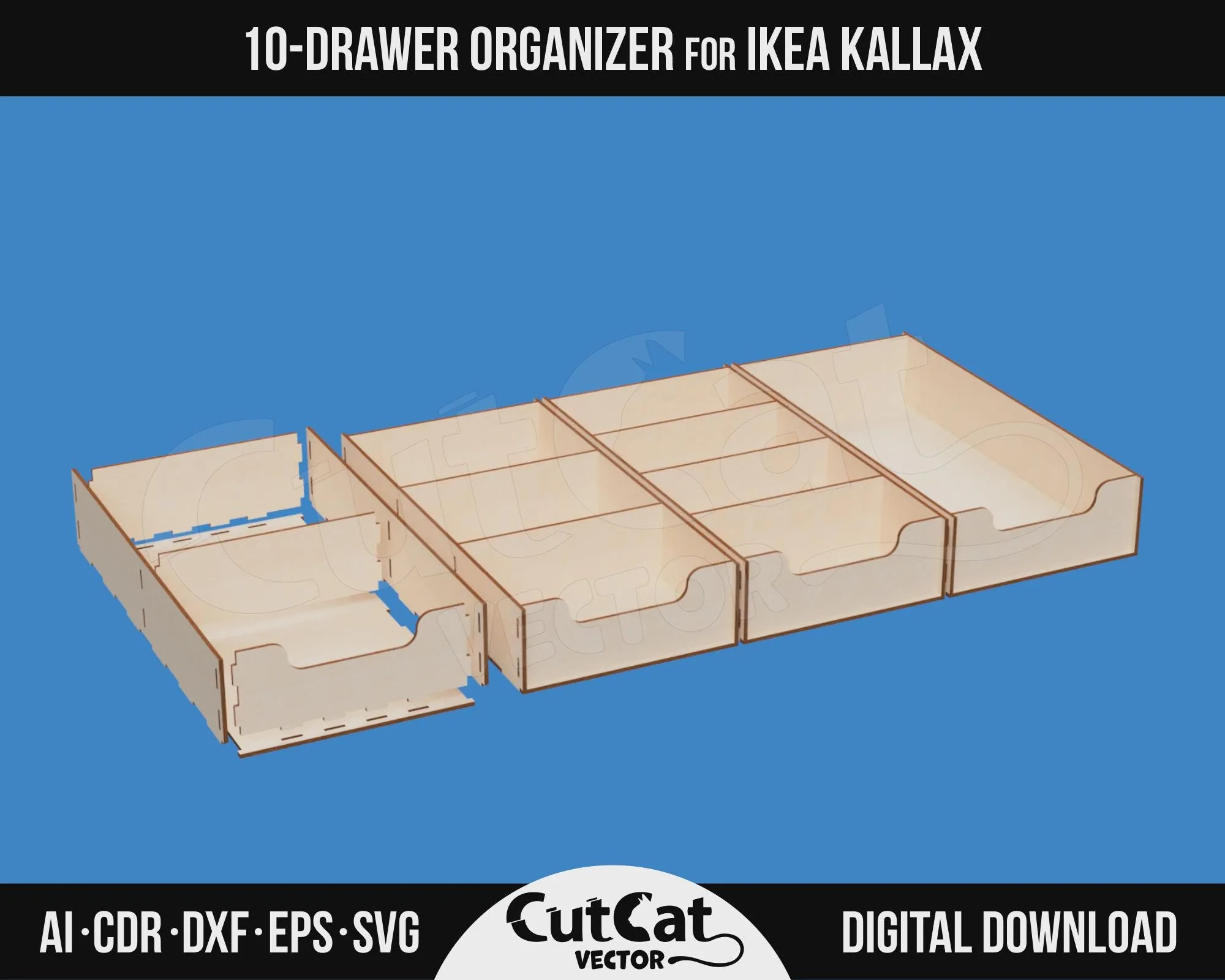 Kallax 10 Drawer Organizer laser cut file – view 4