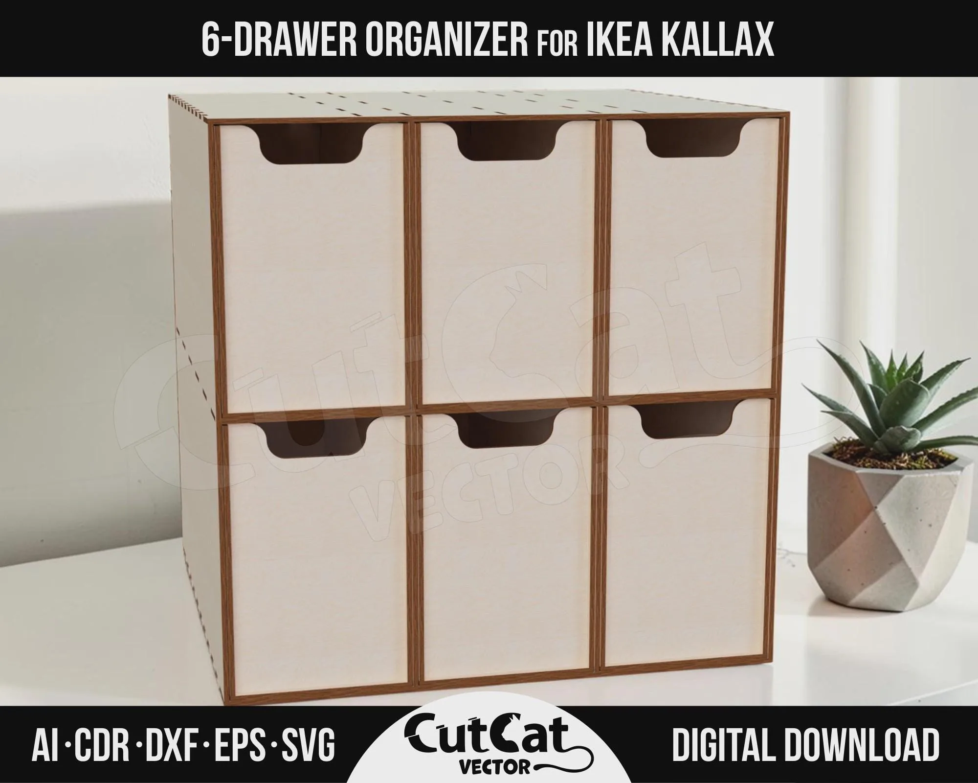Kallax 6 Drawer Organizer laser cut file