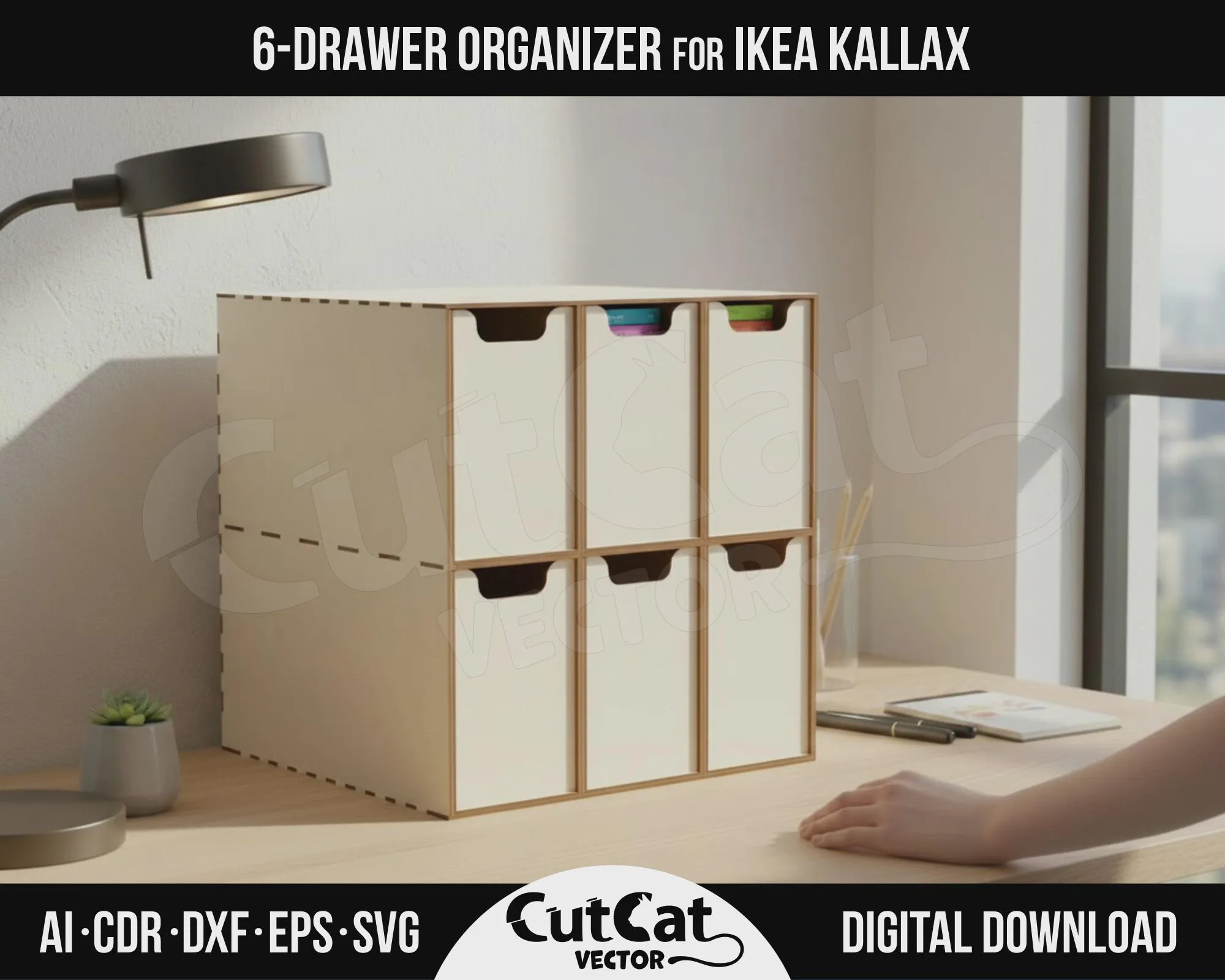 Kallax 6 Drawer Organizer laser cut file – view 2