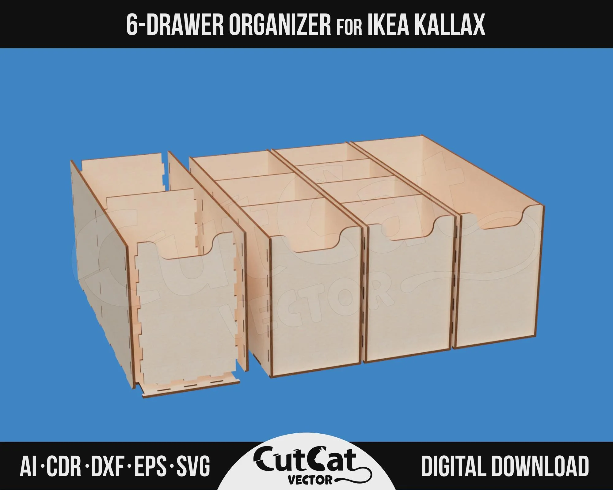Kallax 6 Drawer Organizer laser cut file – view 4