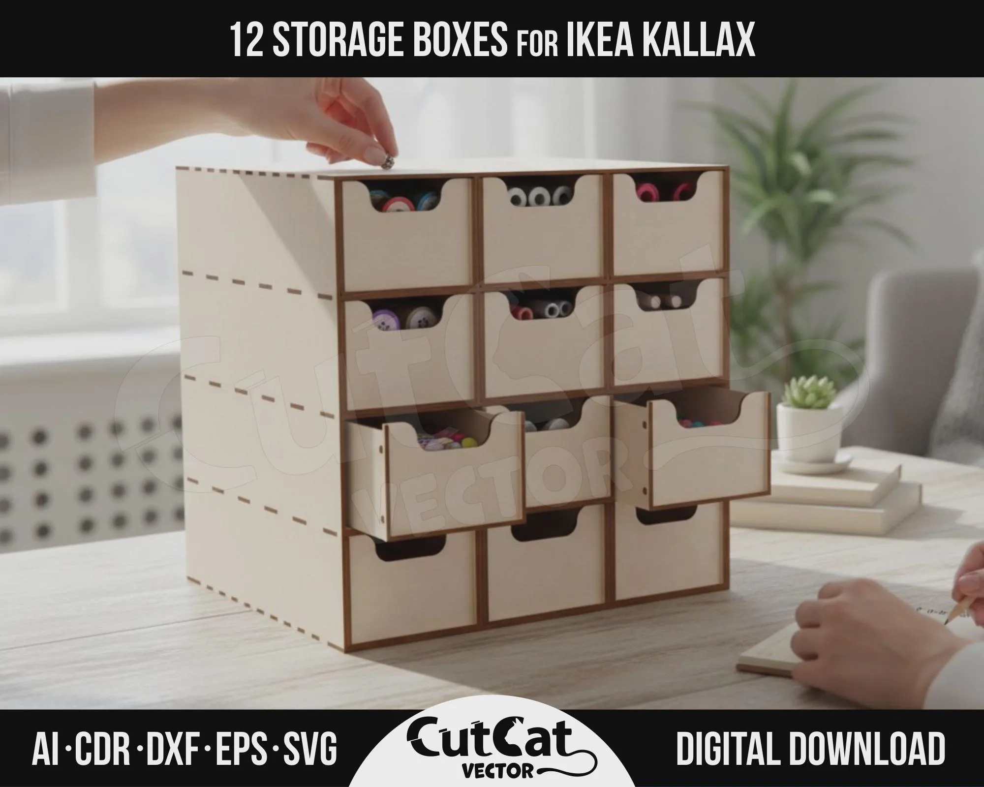 Kallax 12 Storage Box Organizer laser cut file – view 2