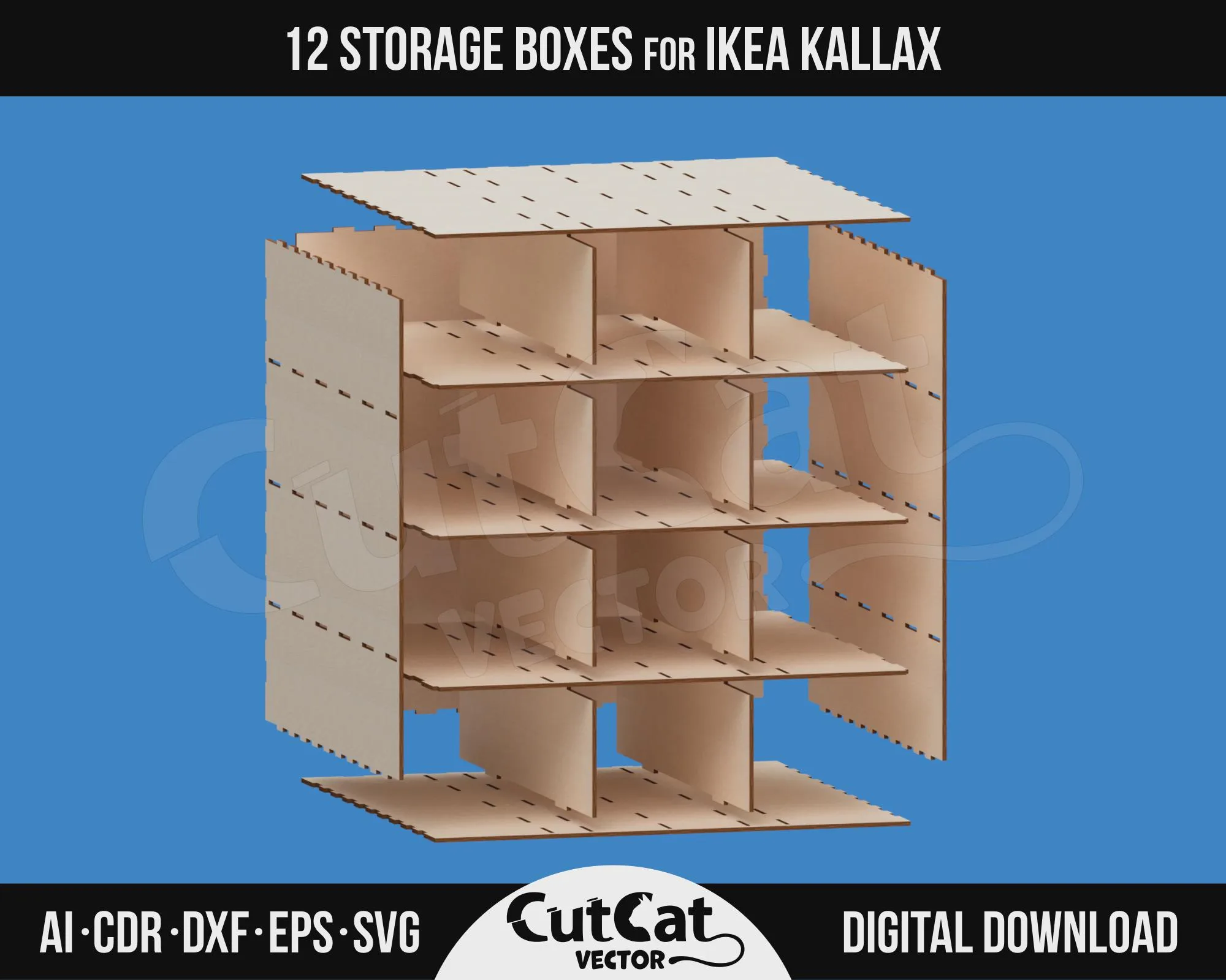 Kallax 12 Storage Box Organizer laser cut file – view 5