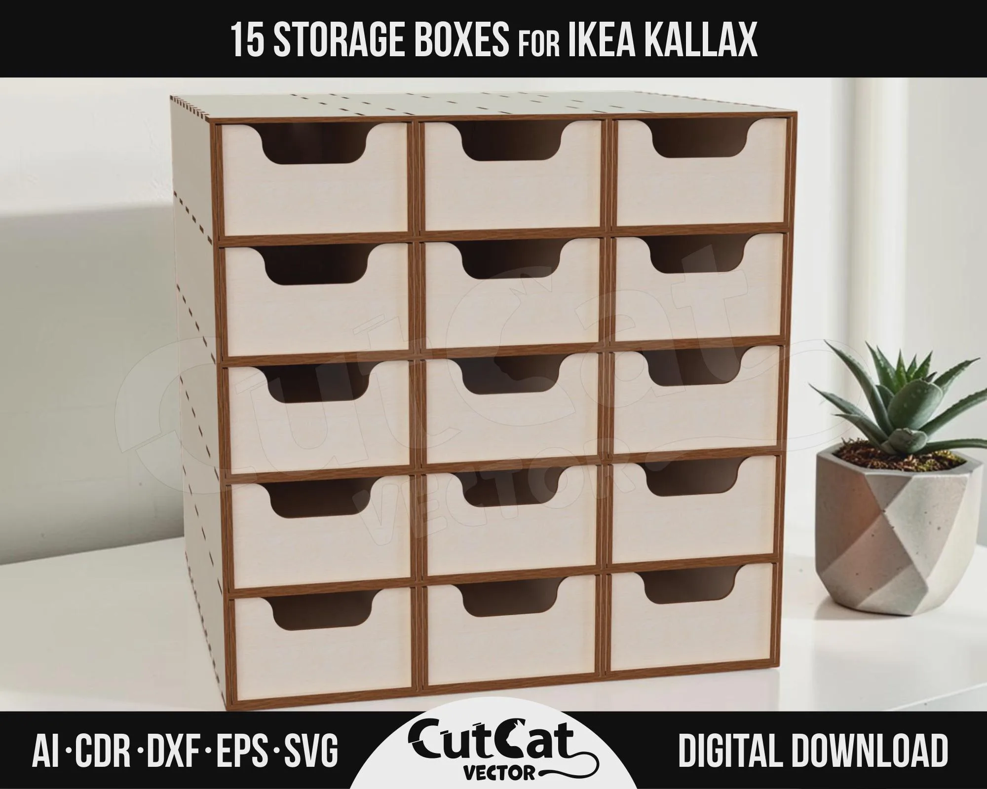 Kallax 15 Storage Box Organizer laser cut file – view 2