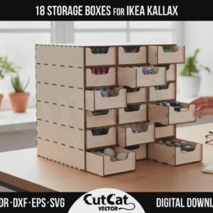 Kallax 18 Drawer Organizer laser cut file