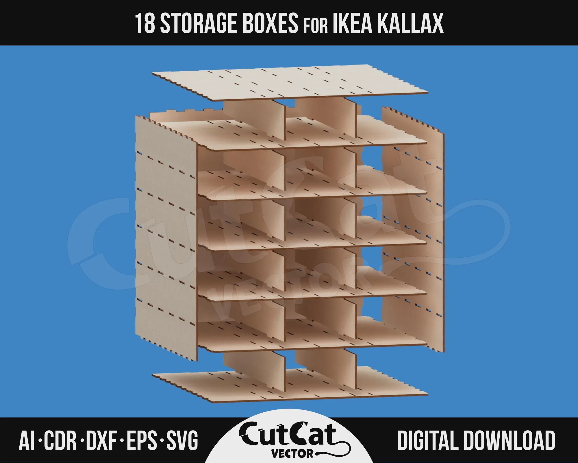 Kallax 18 Drawer Organizer laser cut file – view 5