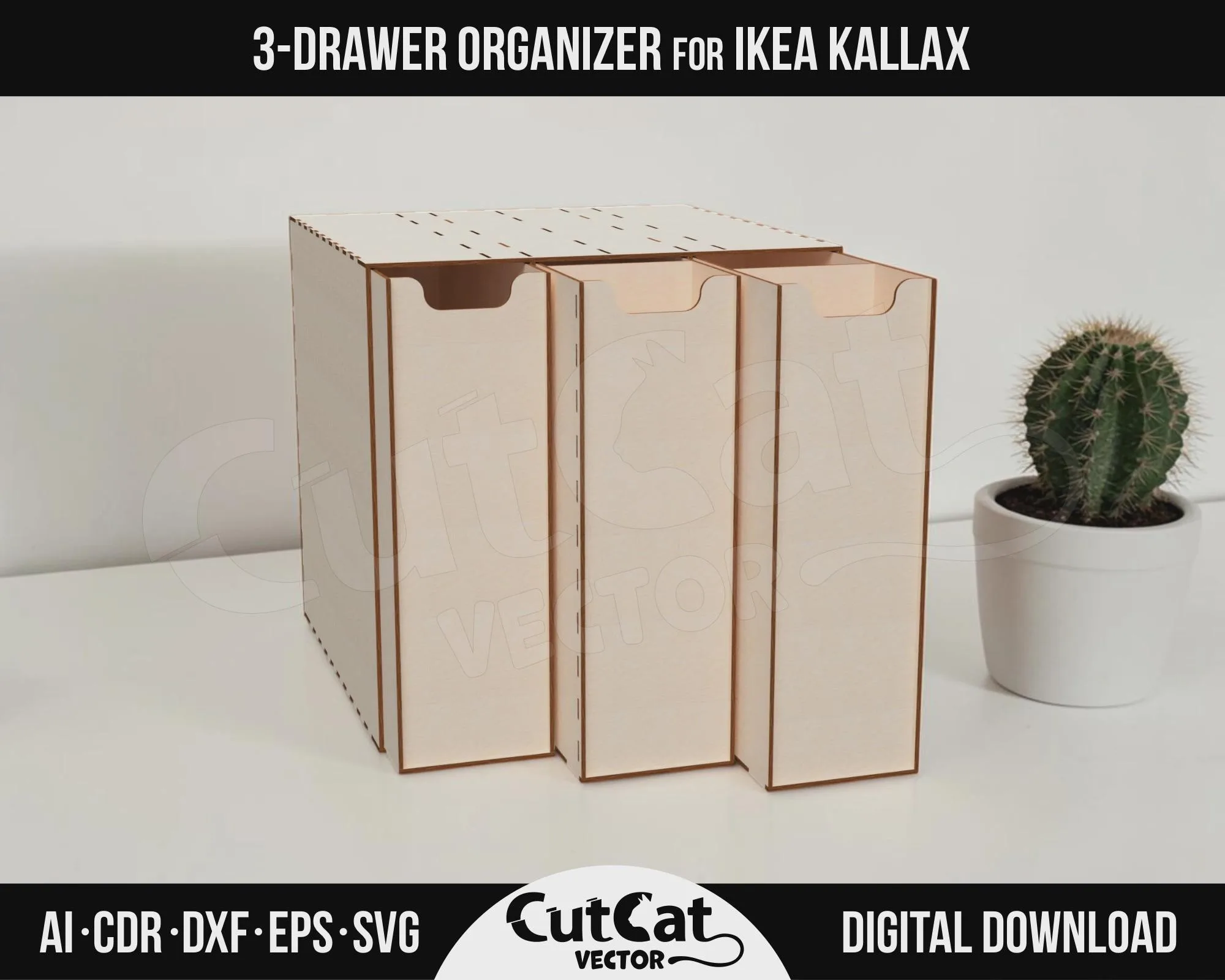 Kallax 3 Drawer Box laser cut file – view 2