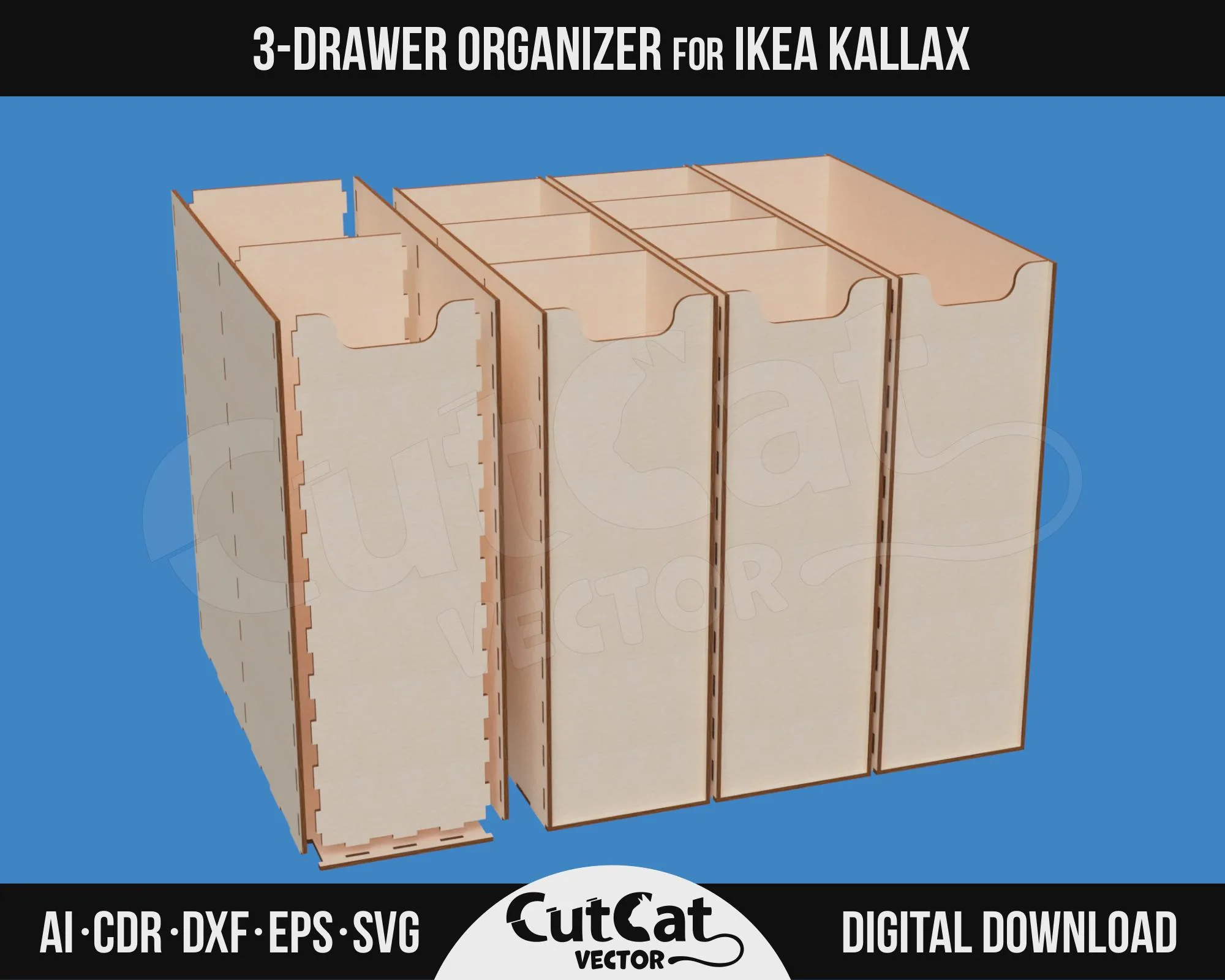 Kallax 3 Drawer Box laser cut file – view 4