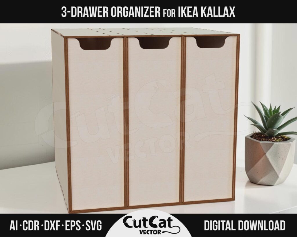 Kallax 3 Drawer Box SVG – Cube Insert with 9 Divider Options