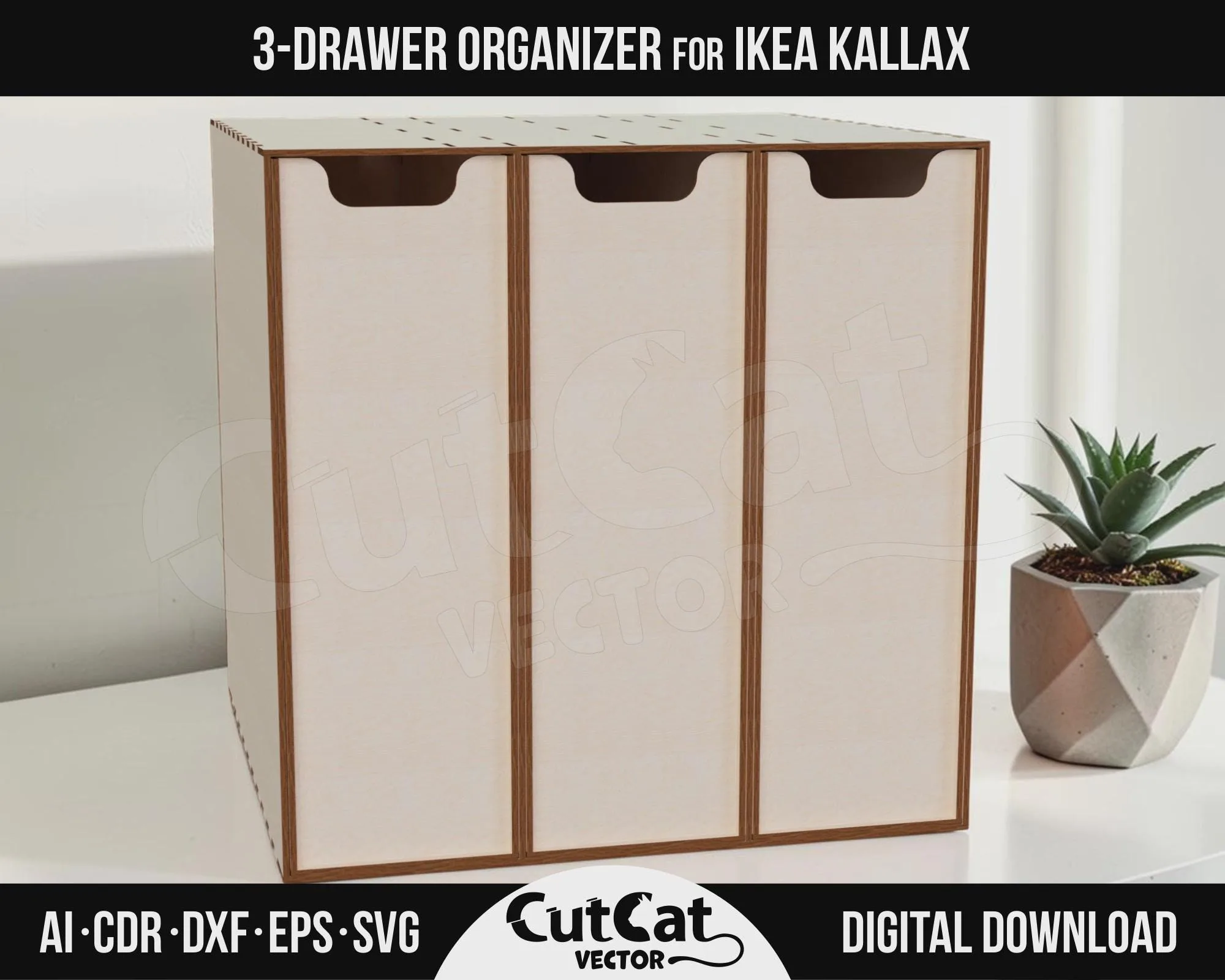 Kallax 3 Drawer Box laser cut file
