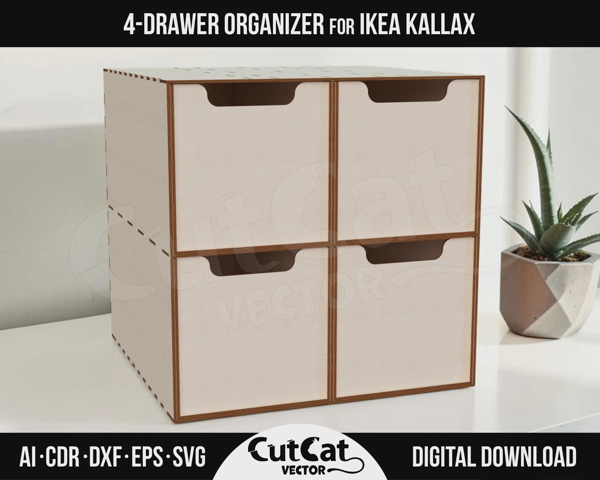 Kallax 4 Drawer Box laser cut file