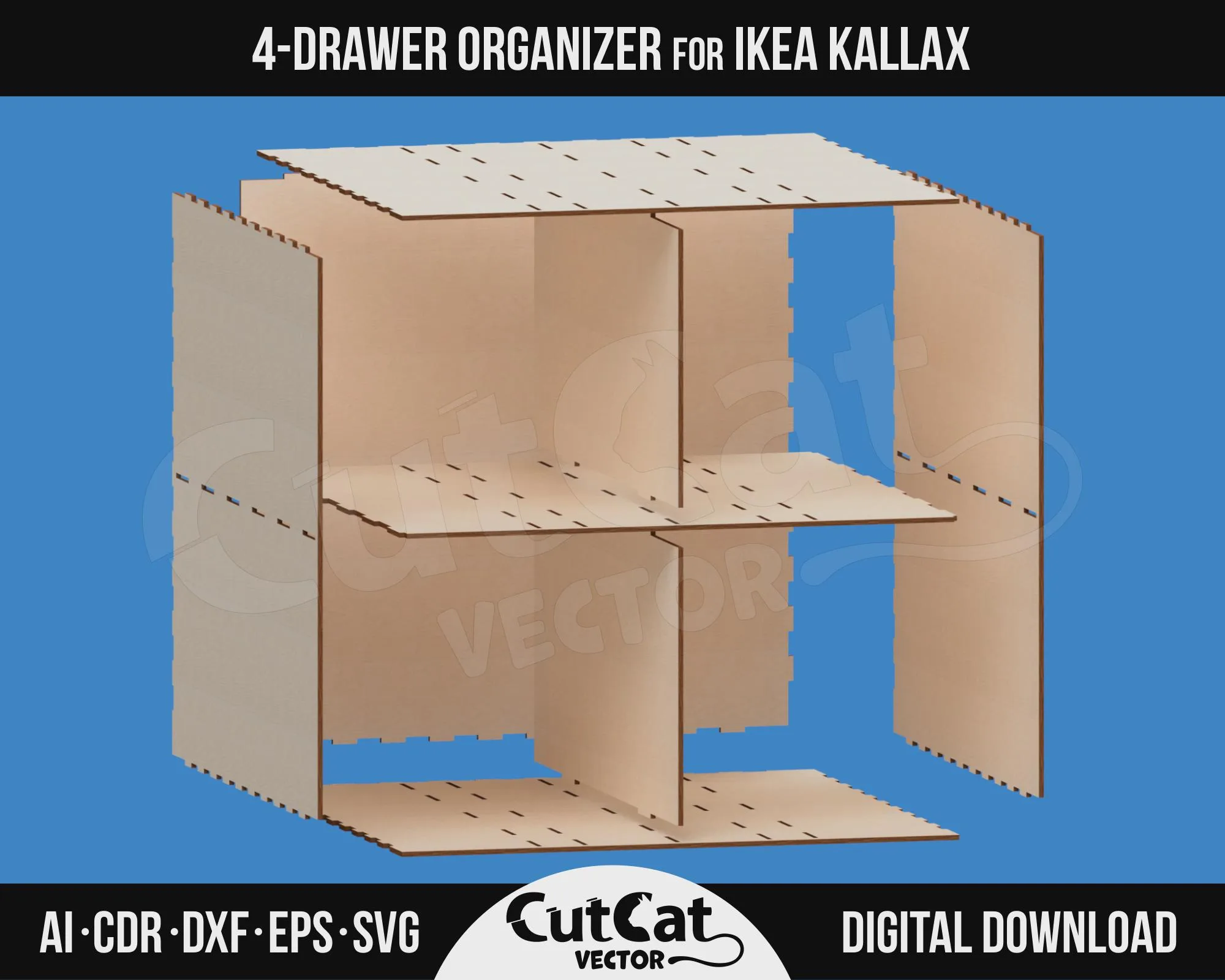 Kallax 4 Drawer Box laser cut file – view 4
