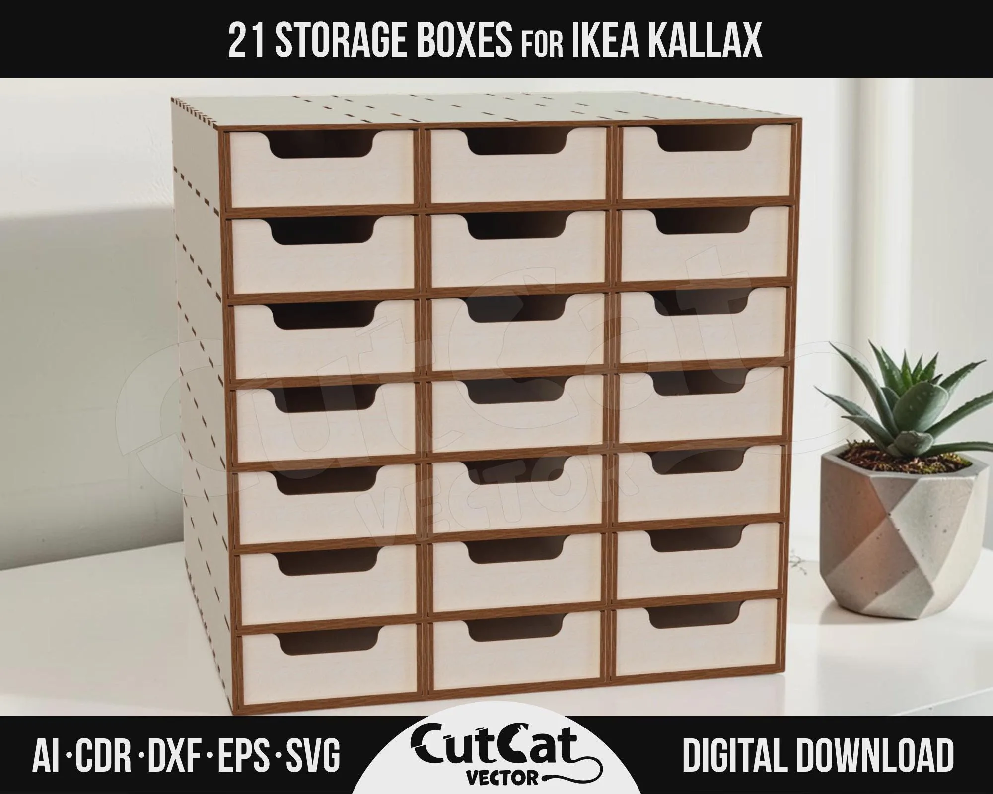 Kallax 21 Drawer Organizer laser cut file – view 2