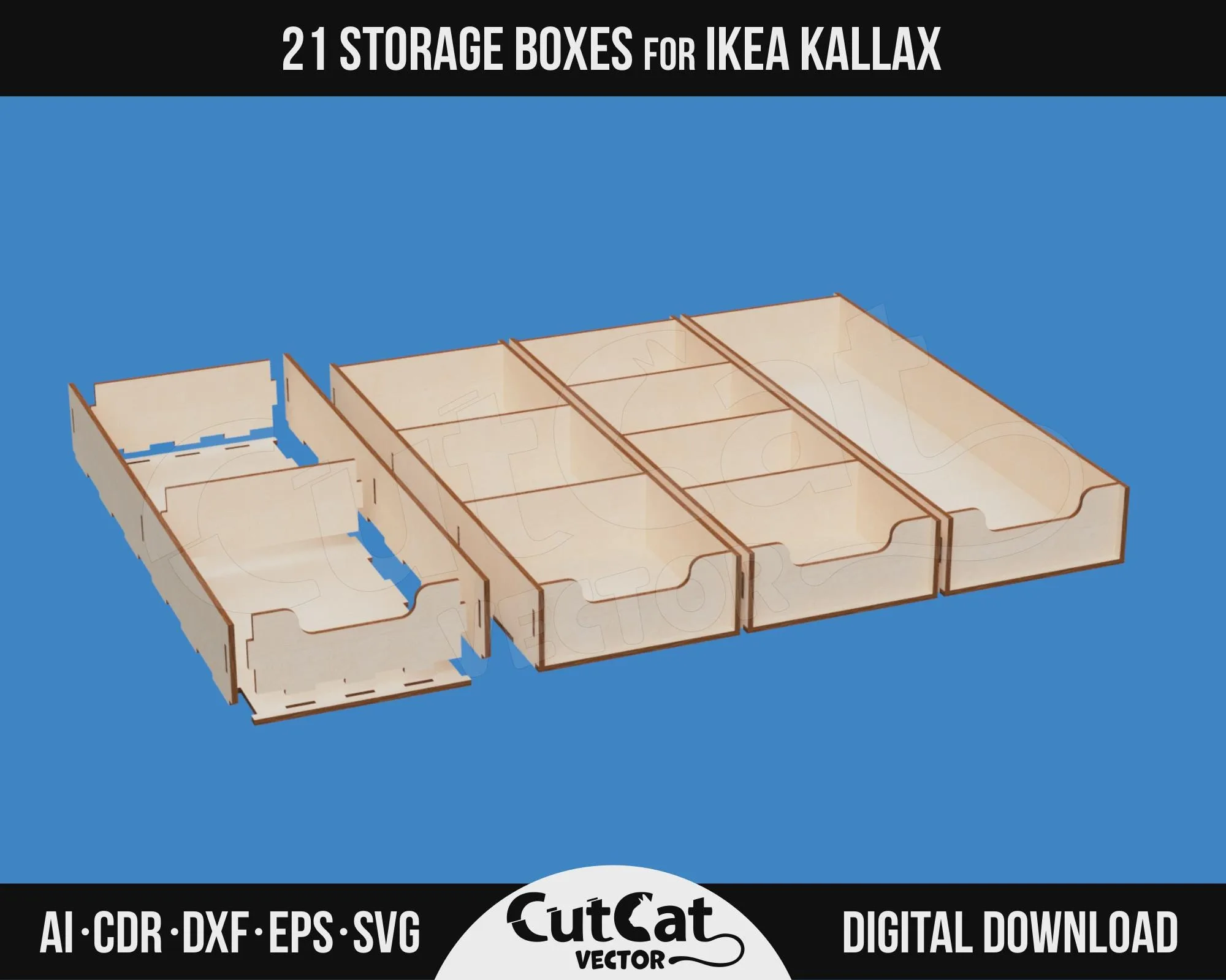 Kallax 21 Drawer Organizer laser cut file – view 4