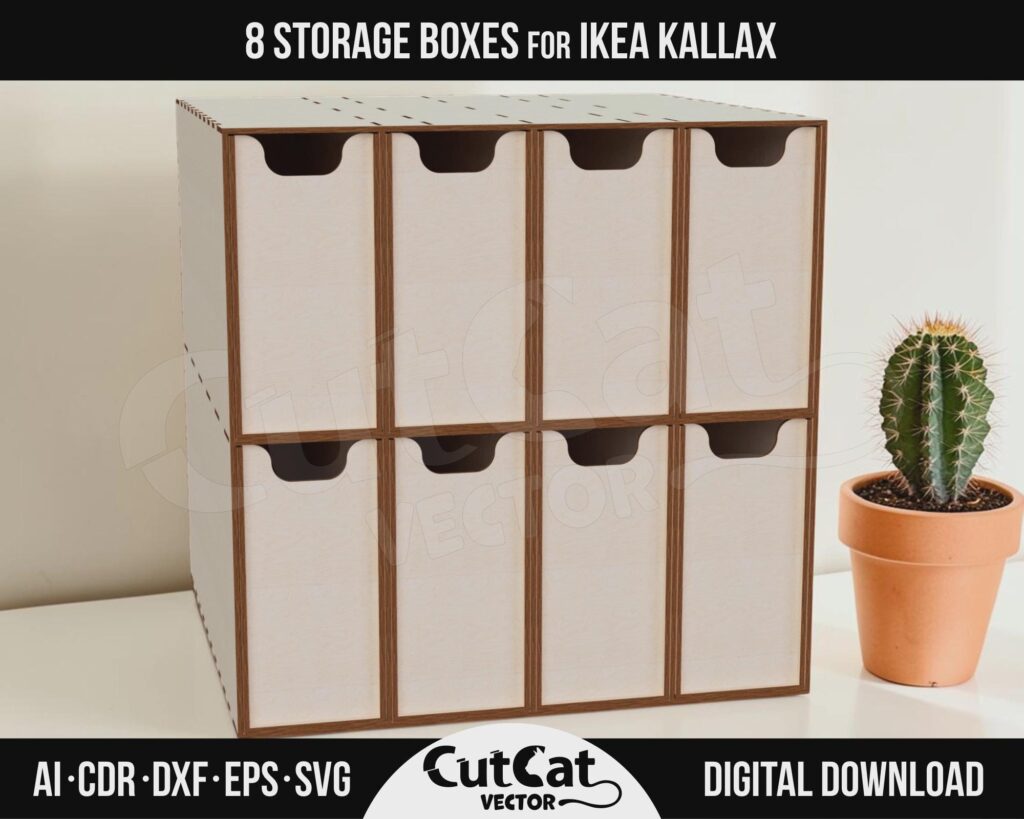 Kallax 8 Large Drawer Organizer SVG – Removable Drawers for One Cube