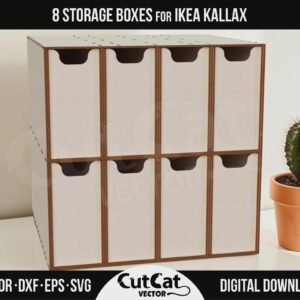Kallax 8 Large Drawer Organizer laser cut file