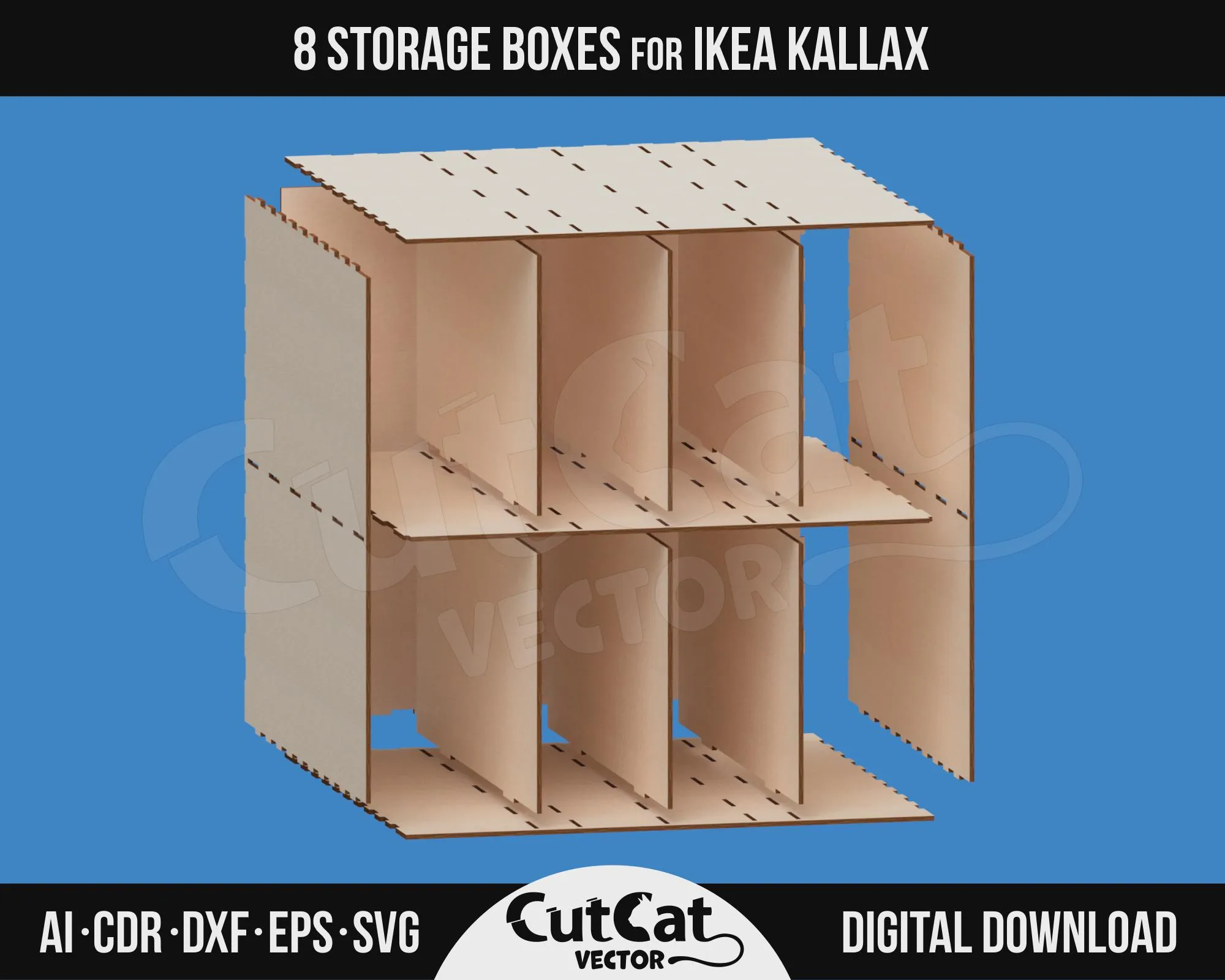 Kallax 8 Large Drawer Organizer laser cut file – view 4