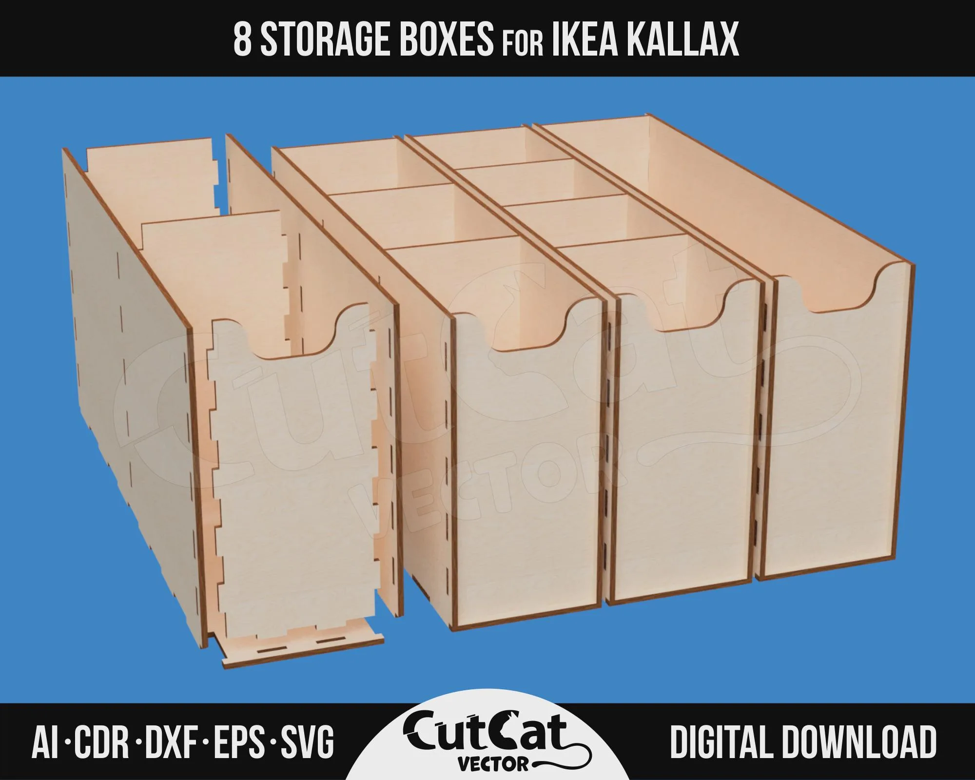 Kallax 8 Large Drawer Organizer laser cut file – view 3
